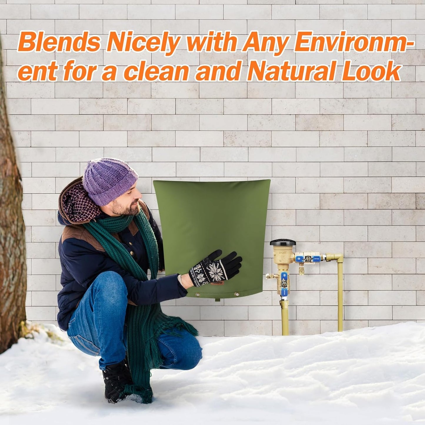 TOHONFOO Backflow Preventer Pipe Insulation Cover (5°F) - Irrigation Sprinkler Valve Insulated Pouch - Water Well Pump Cover - Sturdy 5 Layers for Winter Freeze Protection, 24" W x 26" H, Green