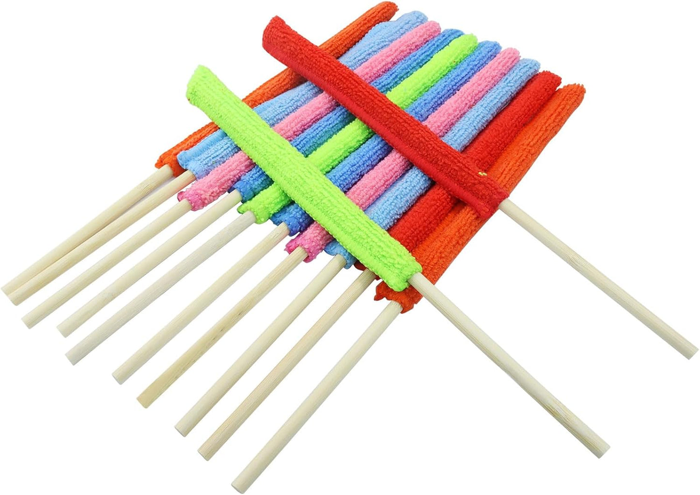 12 Pack Microfiber Detail Duster Sticks, Mini Dusters for Cleaning, Fan Cleaning Brush, Blinds Cleaner Tool, Crevice Cleaning Tool for Home/Car Window Blind