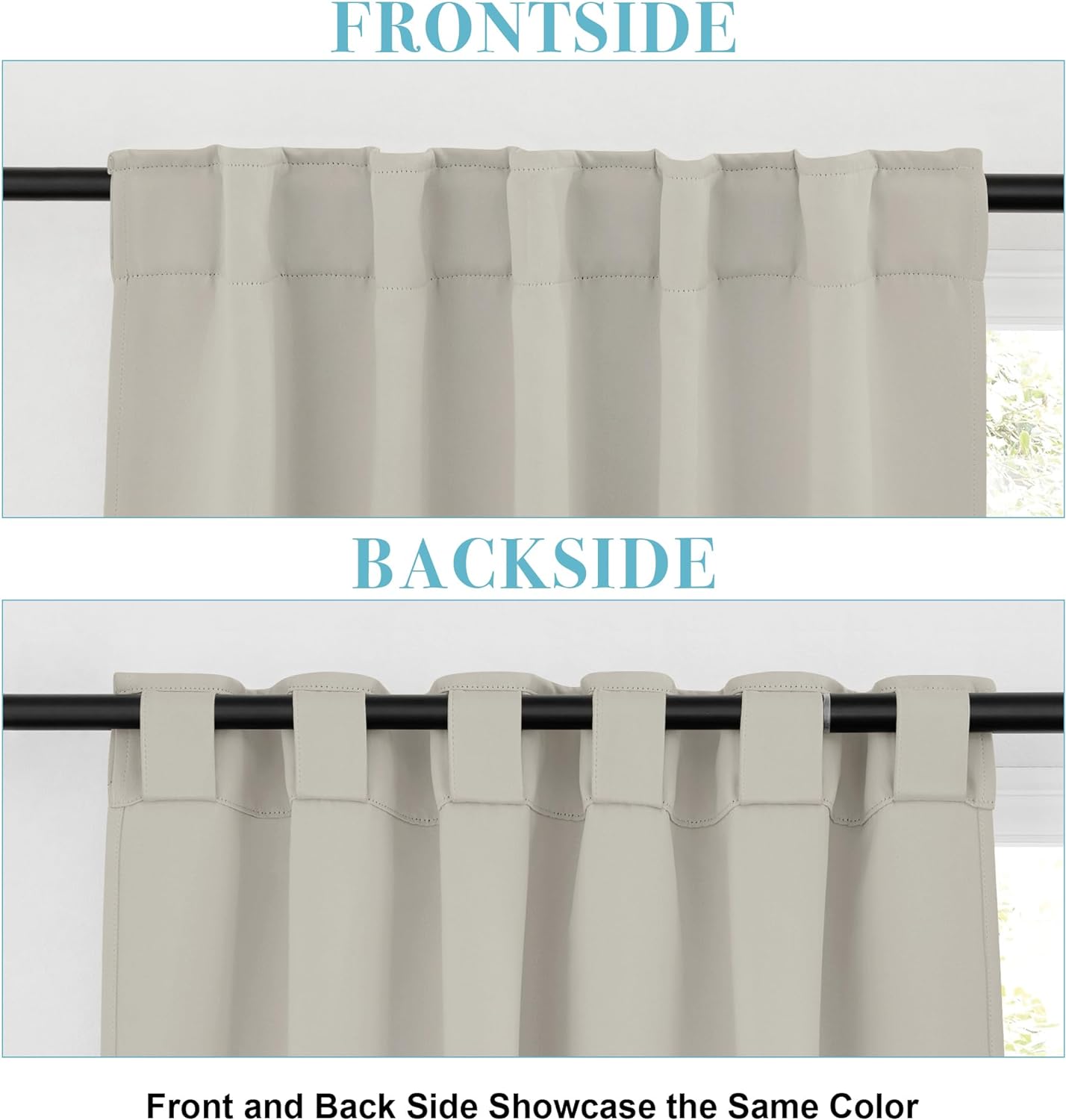 RYB HOME Blackout Curtains for Kitchen, Privacy Thermal Insulating Small Winow Curtain Shades for Classroom Bathroom Nursery Bedroom Cafe, W 34 x L 30, Natural, 2 Panels