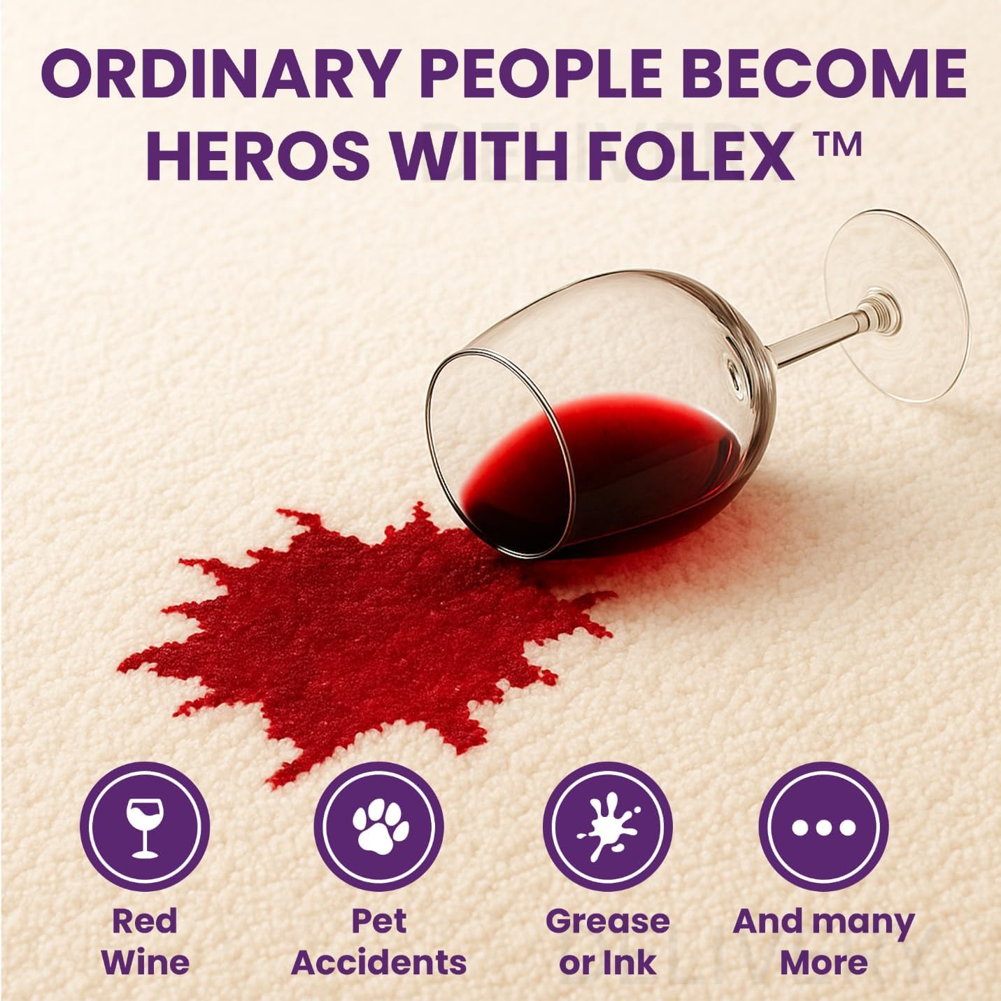 FOLEX 32 oz Instant Carpet Spot Remover Carpet Cleaner with Reusable Cleaning Cloth - Removes Pet Accidents, Grease, Red Wine and More (6 Pack)