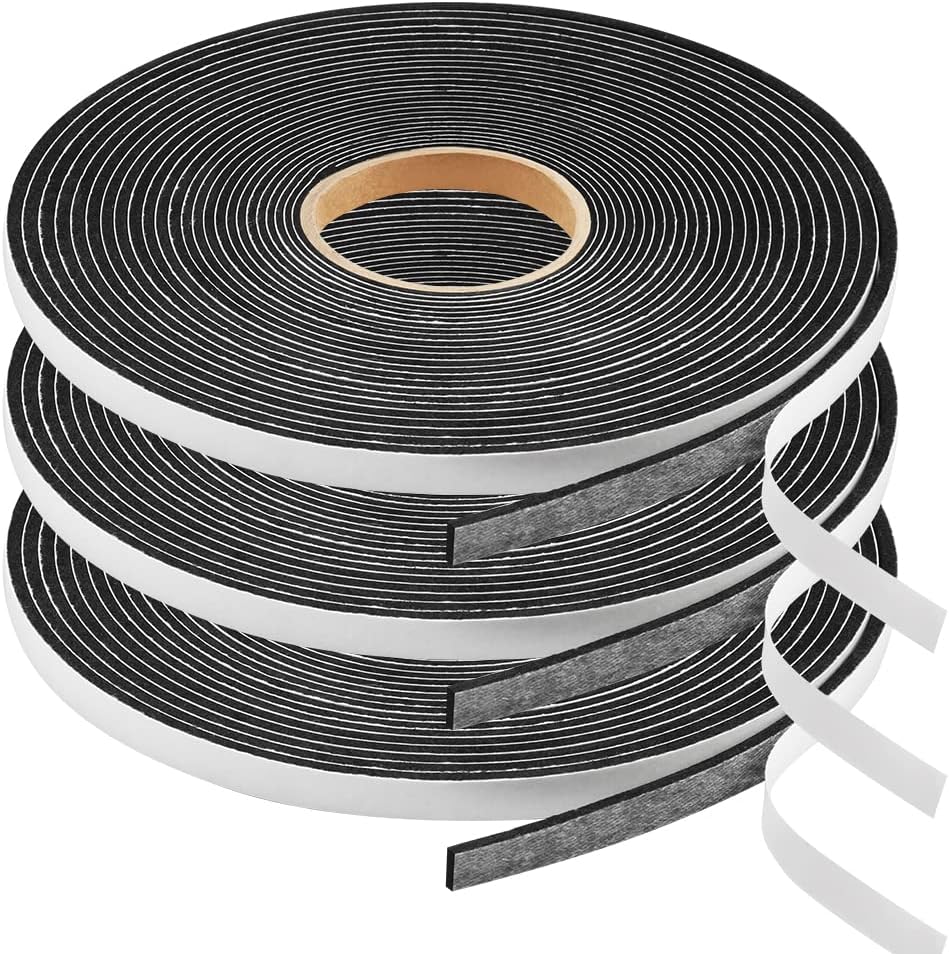 Seal Foam Tape,1/4 Inch W x 1/16 Inch T Weather Stripping for Door and Window,High Density Single Sided Closed Cell Door Insulation Weather Strip,3 Rolls Total 64FT Long