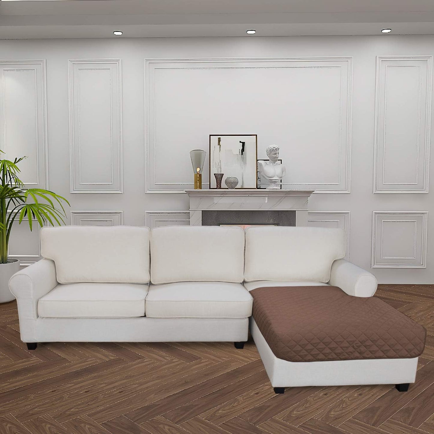 Easy-Going Sectional Couch Covers for Dogs L Shape Sofa Cover Reversible Sofa Slipcover Chaise Lounge Cover Furniture Protector Cover for Pets Dog Cat (42 x 68 inches, Brown/Brown)