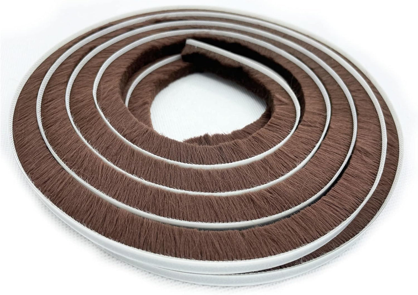 Brush Weather Stripping for Windows/Doors Frame Side, Pile Self Adhesive Weatherstrip Seal Strip Sealer for Soundproofing(16ft x11/32 Backing x 9/16 Brush inch, Brown)