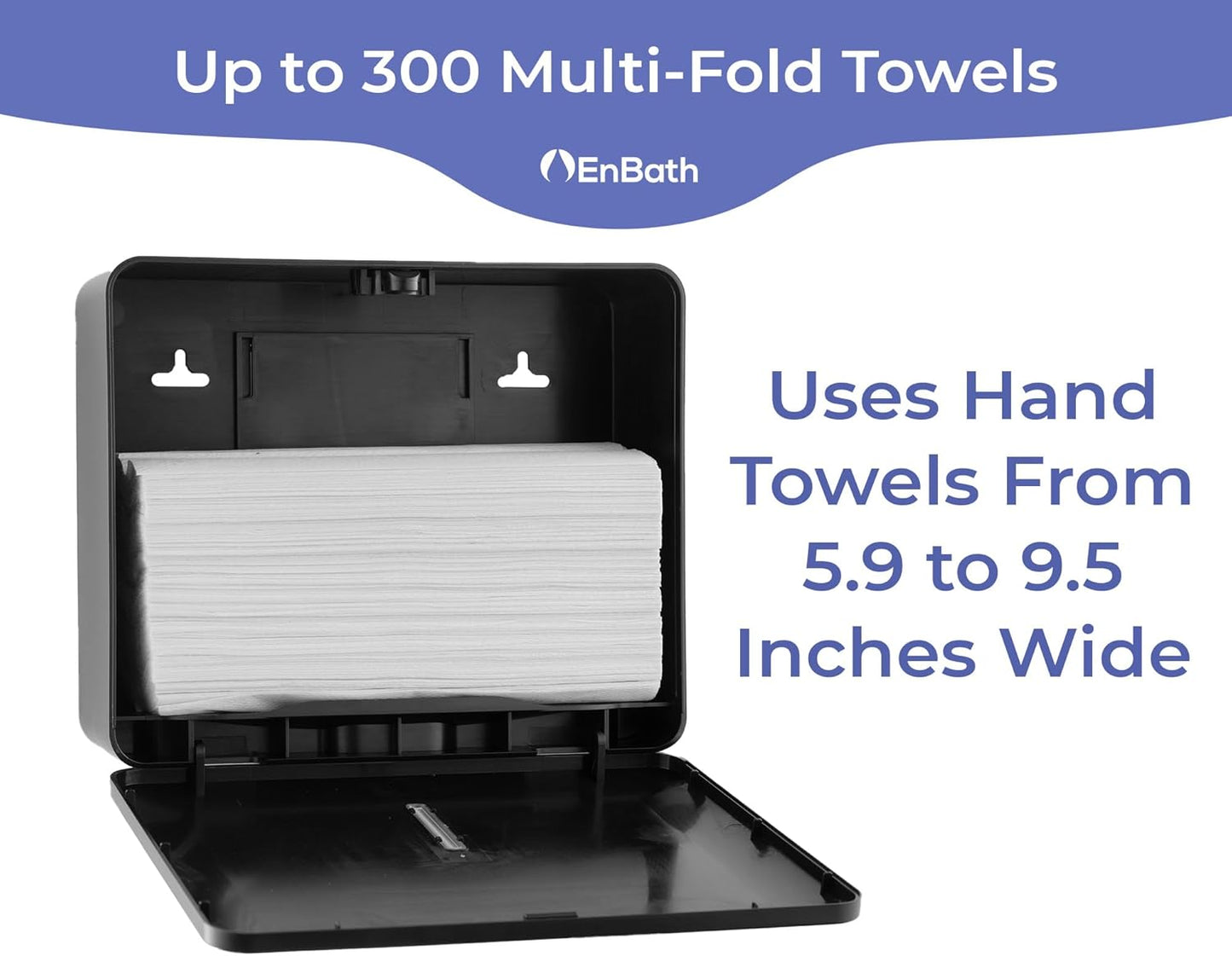 Multifold Paper Towel Dispenser Wall Mount (Black, 2-Pack), Folded Hand Towel Dispenser for Bathroom/Restroom, Commercial Paper Towel Holder, Trifold Paper Towels Dispenser by EnBath