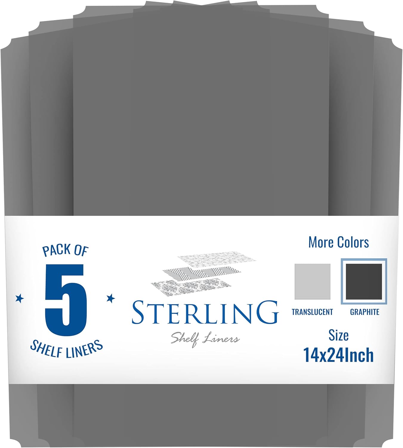 Shelf Liners for Wire Shelf System: Set of 5 in Graphite: 13.4 x 23.2 inch: Plastic Wire Shelving Shelf Mats