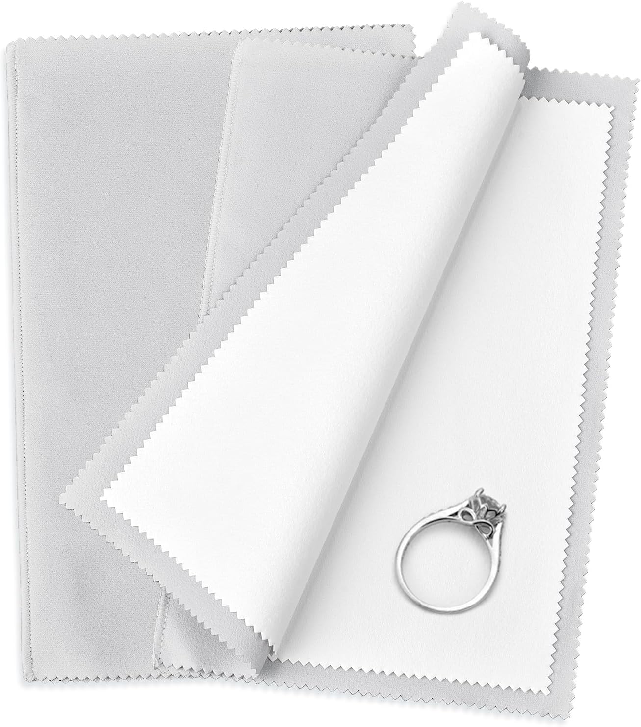 SEVENWELL Silver Polishing Cloth, Jewelry Cleaner Cloth for Sterling Silver Jewelry, Gold, Platinum, Silverware, Diamonds, Gemstones, Coins (Light Gray)