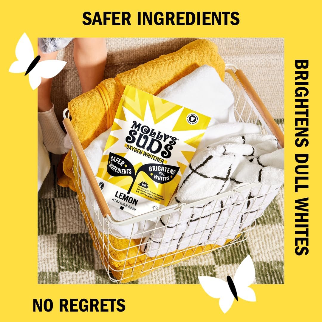 Molly's Suds Oxygen Whitener | Powerful Bleach Alternative, Chlorine Free & Color Safe | Brightens Whites and Removes Stains (Lavender Essential Oil - 79 oz)