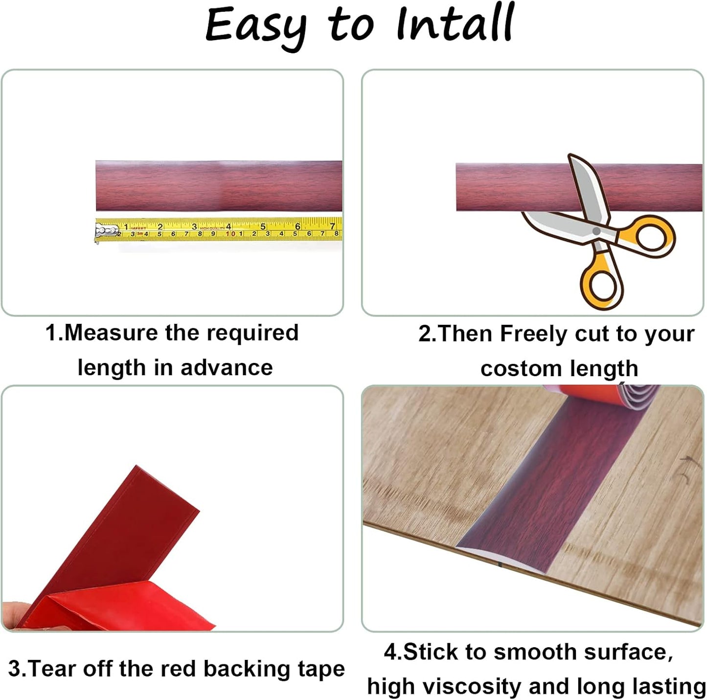Floor/Door Flat Transition Strip & Self Adhesive Floor Vinyl Floor Edge Trim Laminate Floor Gap Covering Joining Strip