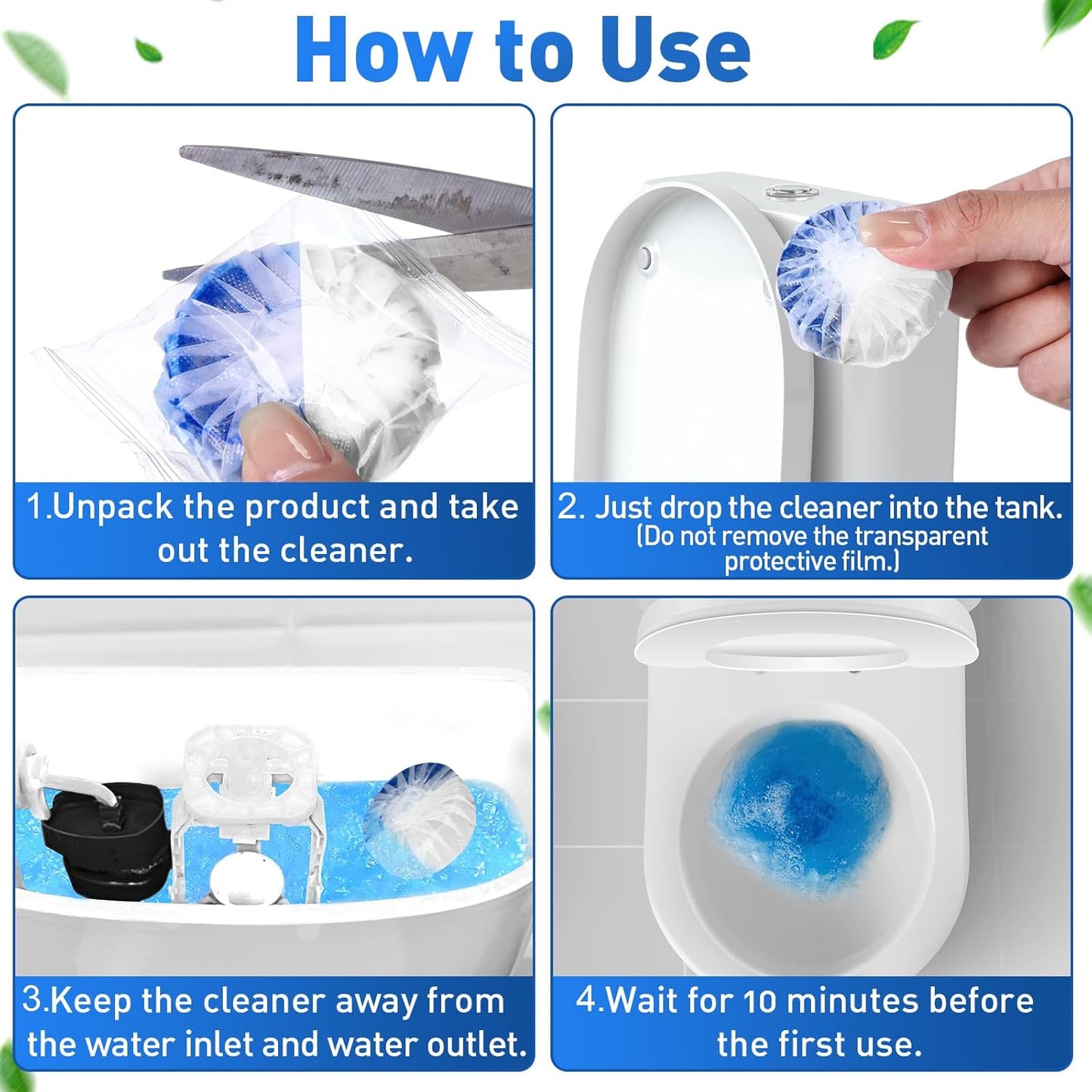 Qualirey 100 Pack Automatic Toilet Cleaner Tablets Toilet Bowl Long Lasting Bathroom Tank Tablets (Blue and White)