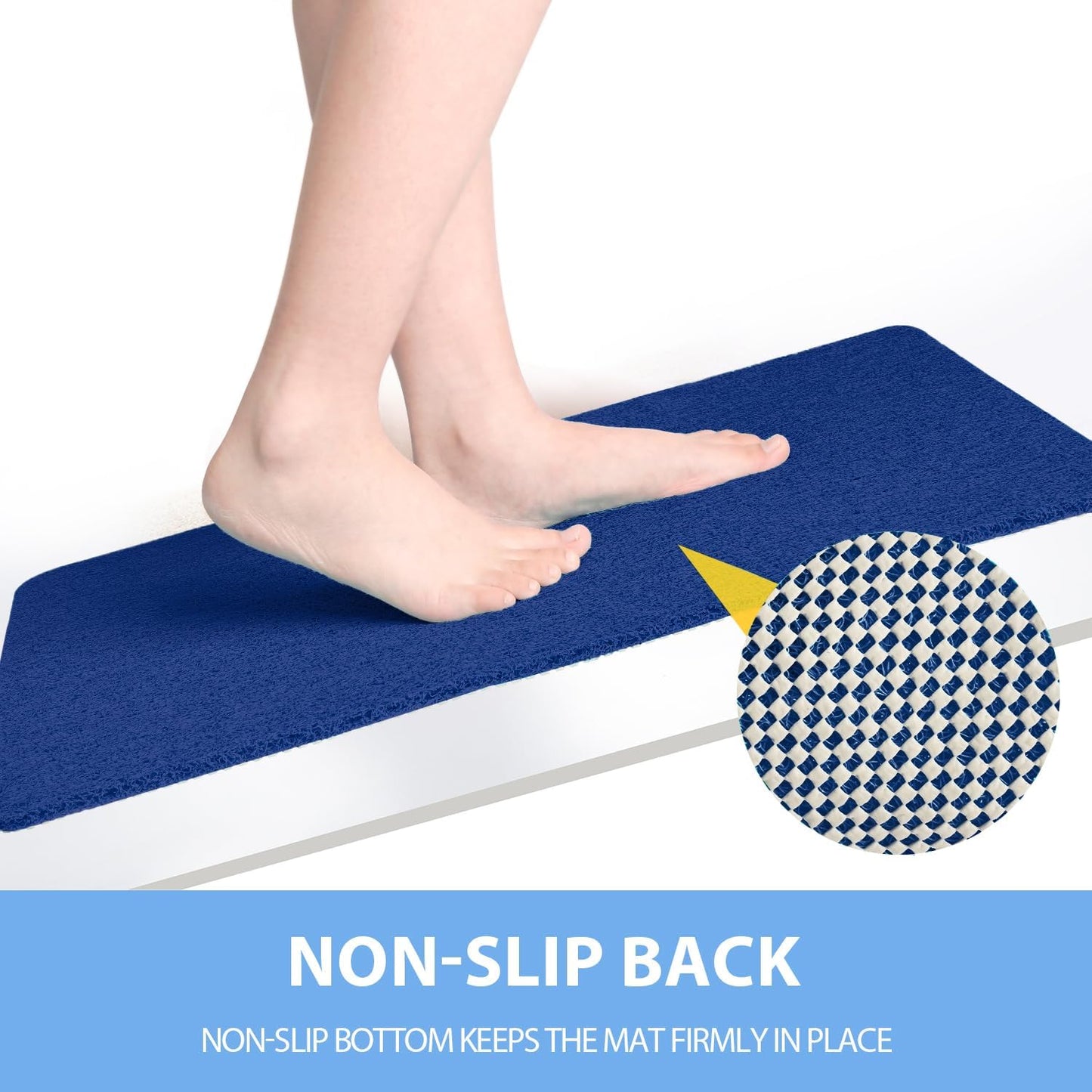 Non-Slip Bathtub Mat, Anti Slip Shower Mat, Fast Drying Bathtub Mats, Foot Scrubber Mat, Anti Slip Mat for Tub, Floor, Bathroom, Kitchen, Home, Hotel (Navy Blue 40"×16")