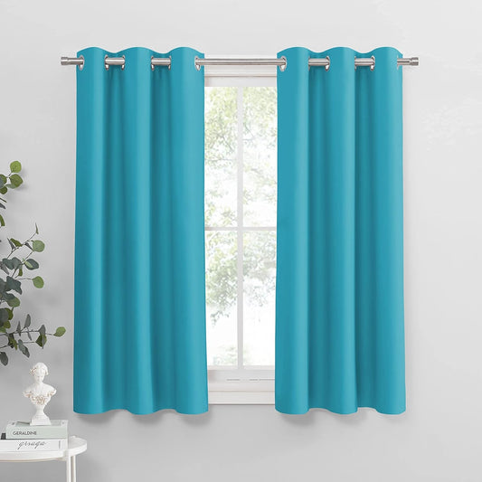 PONY DANCE Window Treatments Curtains - Home Decor Thermal Insulated Grommet Curtains Light Blocking Noise Reducing/Drapery for Bedroom Living Room, Blue Mist, W 42 by L 54 inches, Pack-2
