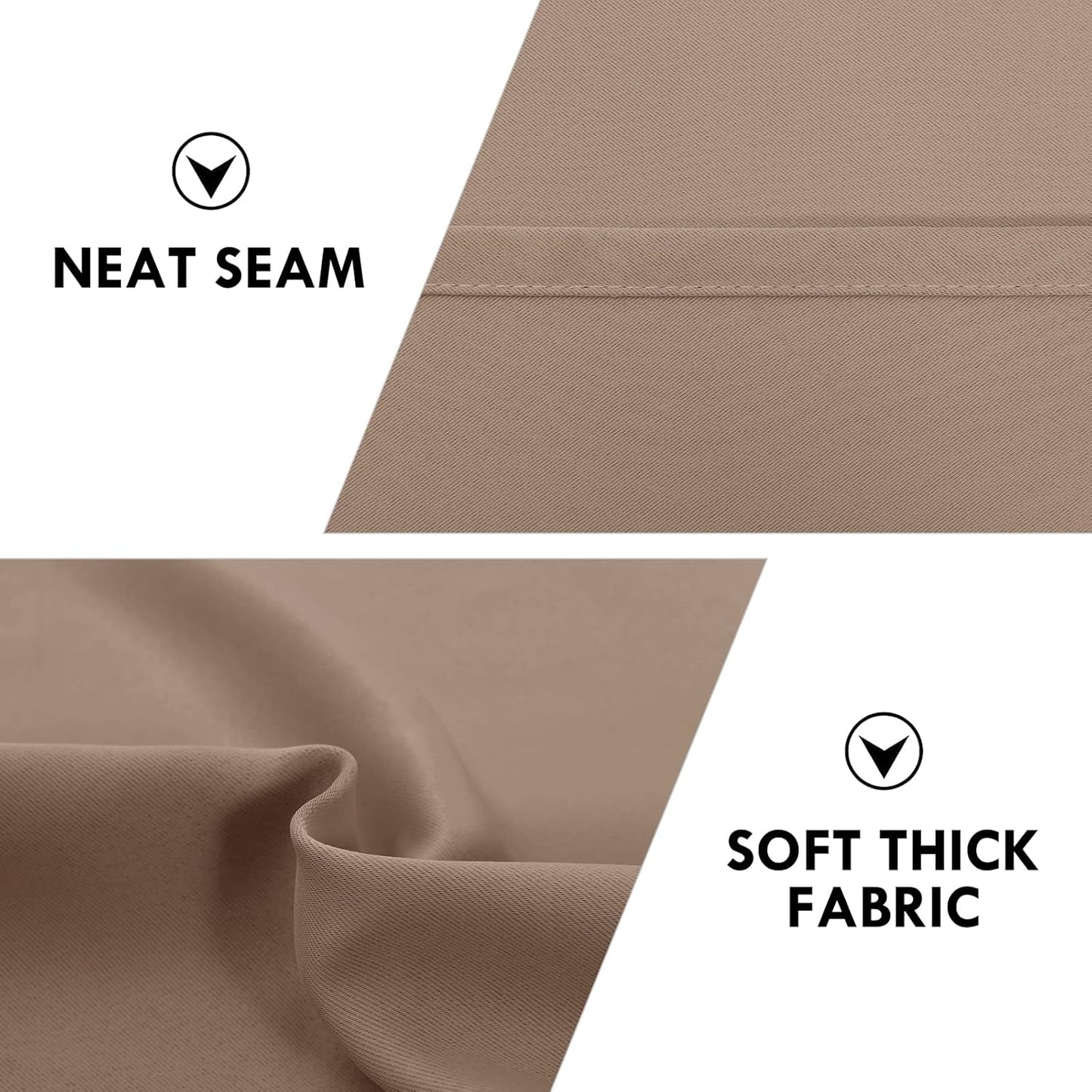 DWCN Blackout Curtains Room Darkening Thermal Insulated Bedroom Curtains Window Curtain Panels, 42 x 54 inches Long, Set of 2 Khaki Rod Pocket Drapes