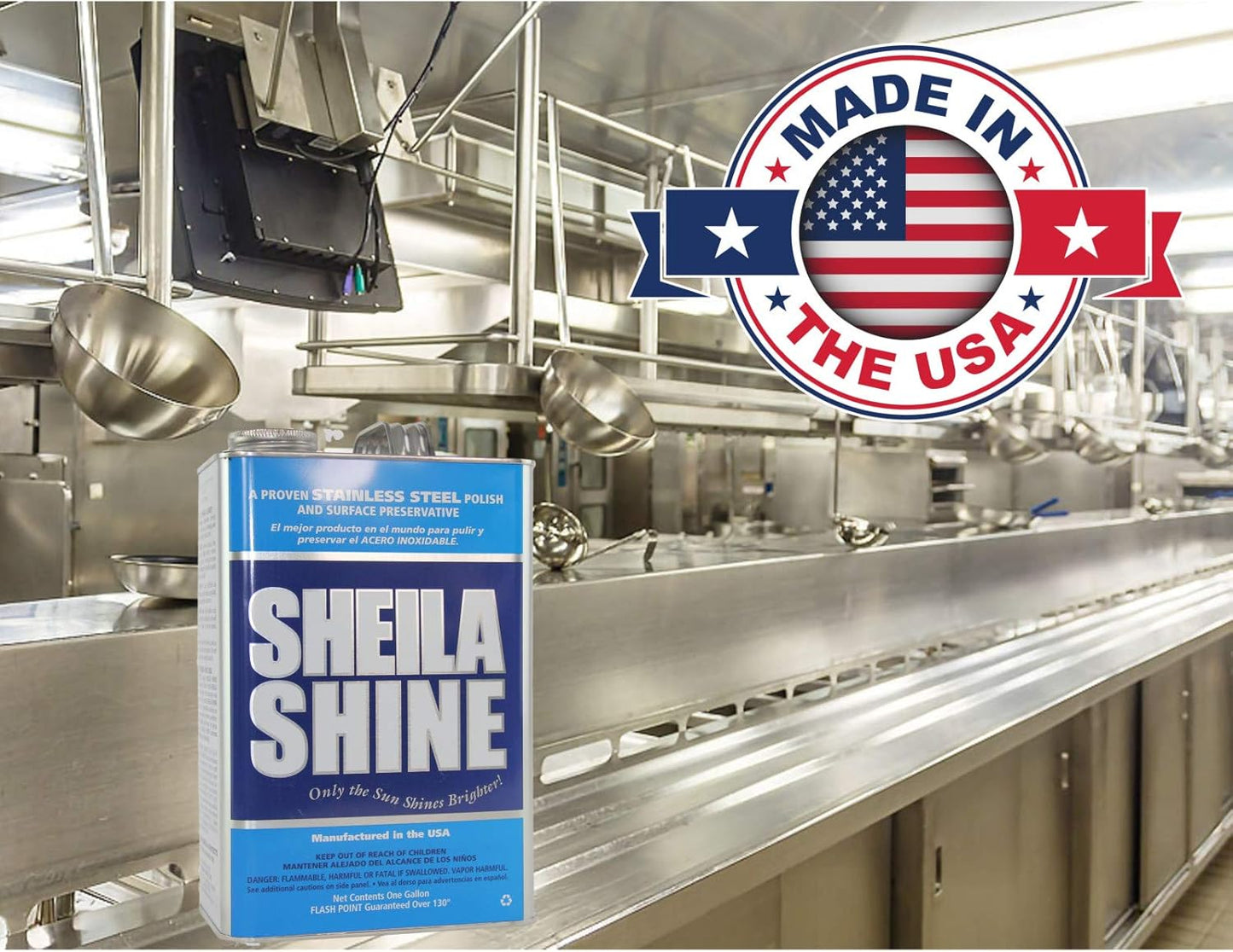 Sheila Shine 4 x 1 Gal. Can Stainless Steel Cleaner and Polish, Protects Household Kitchen Surface, Removes Grease, Fingerprints, Watermark, Stainless Steel Cleaner for Appliances, Fridge, Oven & Sink