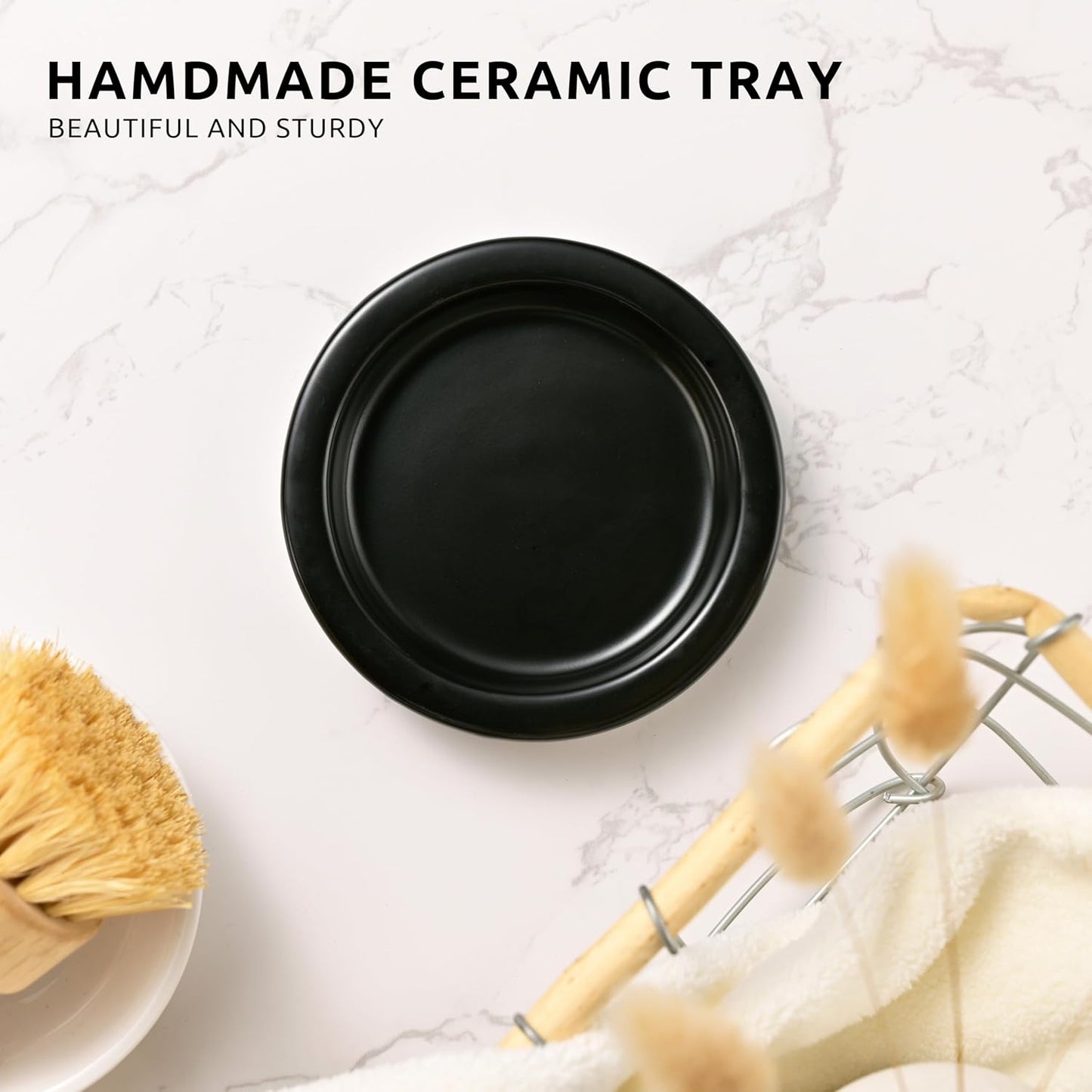 Glass Soap Dispenser Set by Janxin,Bathroom Soap Dispenser Set with Ceramic Tray,Luxury Bathroom Accessories,Modern Kitchen Decor (Amber(Dish Soap))