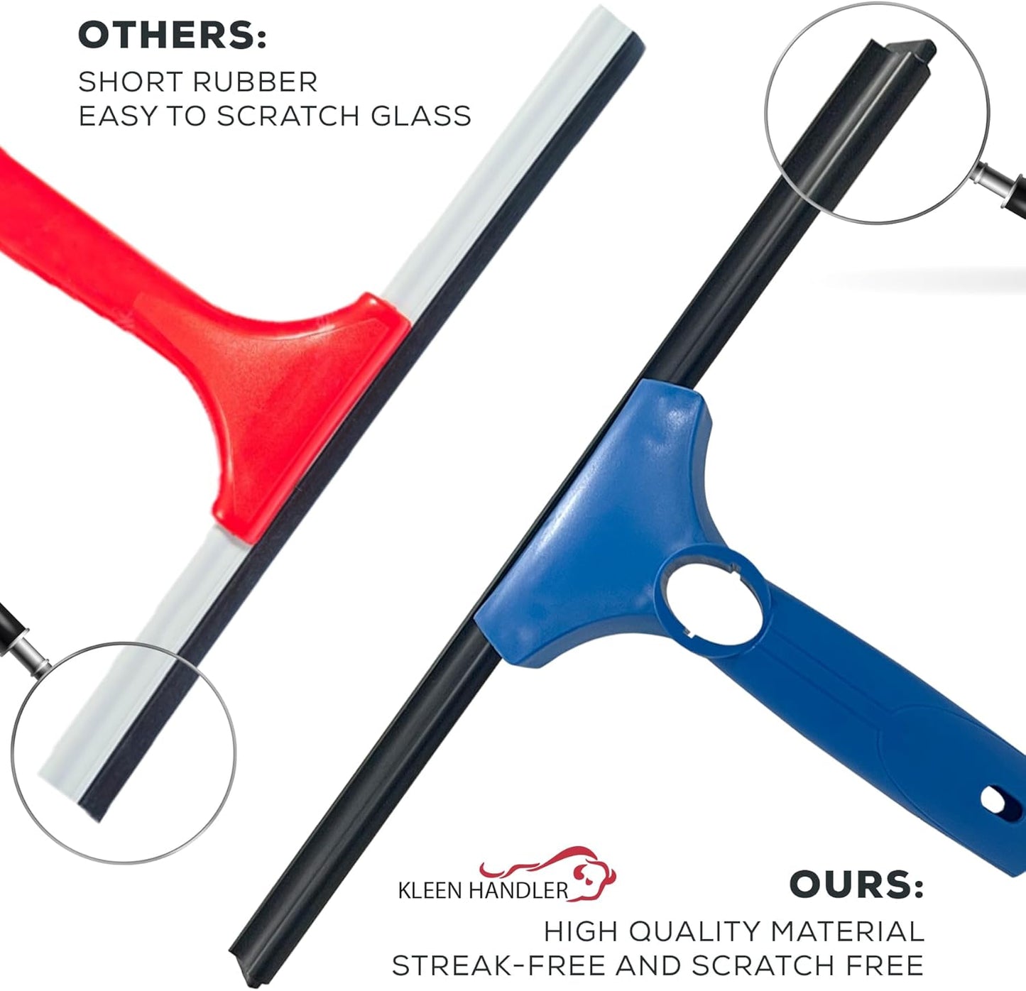 Kleen Handler Pack of 30 Professional 14” Window Washing Squeegee Blades, Replacement Blades for Squeegee Cleaning Tool, Squeegee Combo Blade Replacement (Pack of 30 Squeegee Blades)