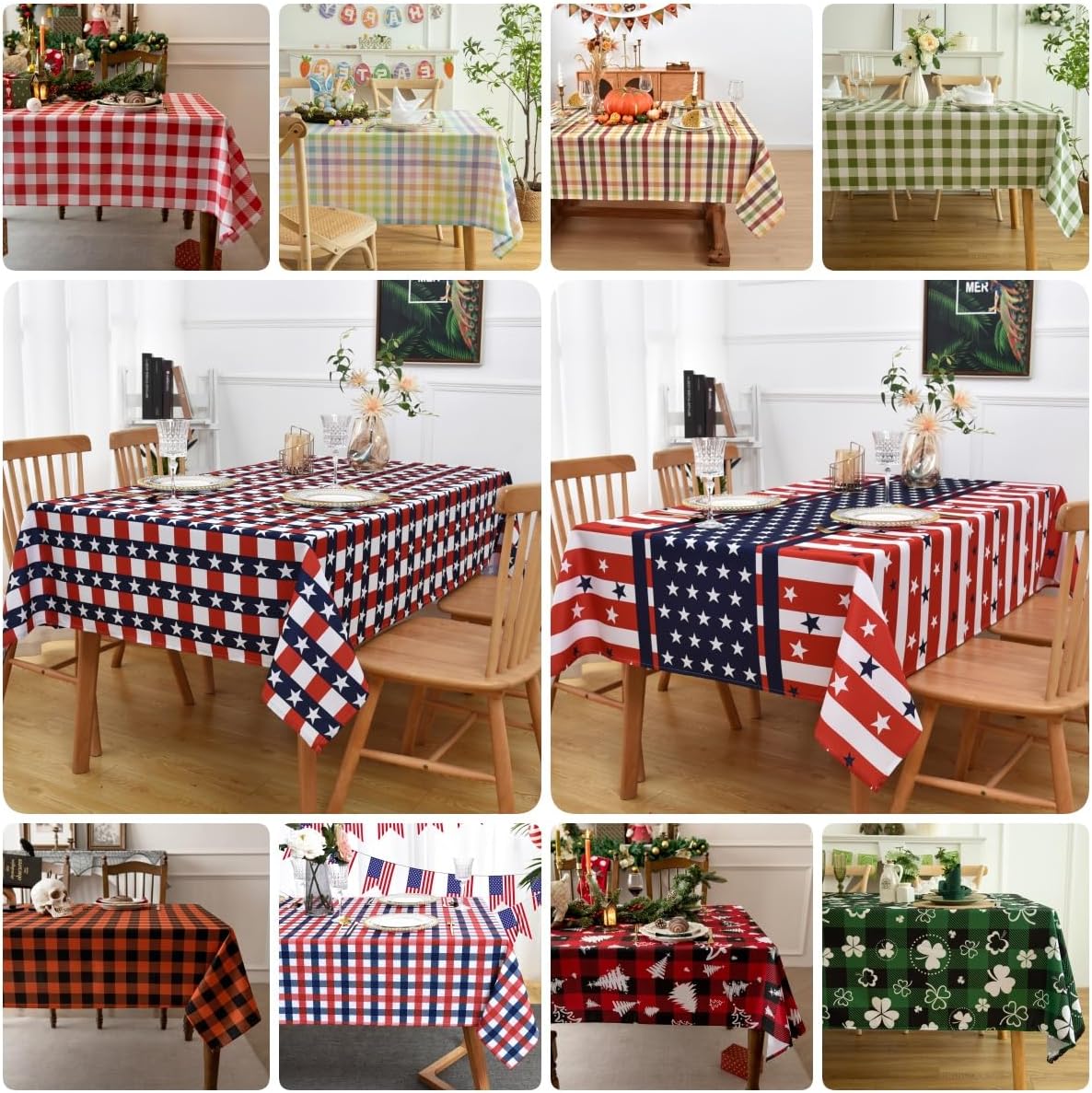 Waterproof Plaid Tablecloth Fabric - Oblong 52x70 Inch Classic Buffalo Tartan Table Cloth for Indoor/Outdoor Use - Washable Tabletop Cover for Dinner, BBQs, and Parties