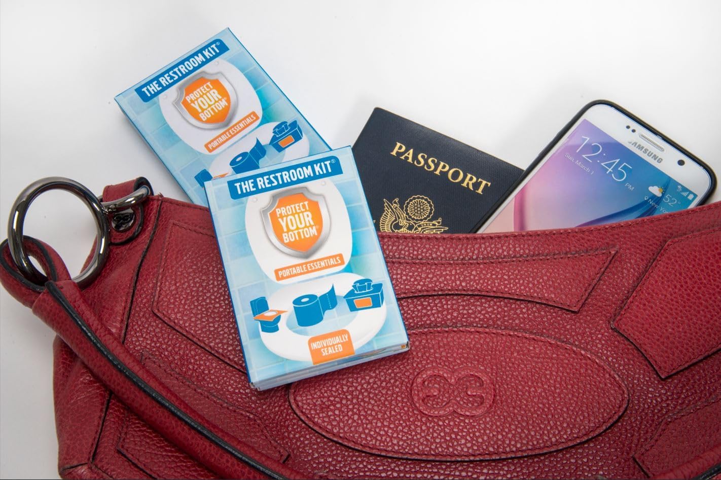 The Restroom Kit (60 pk) – Mini Toilet Paper & Travel Hygiene Kit | to Go Toilet Paper, Seat Cover, Wipes & More | Compact Personal Sanitary Solution for Public Restrooms & Travele.