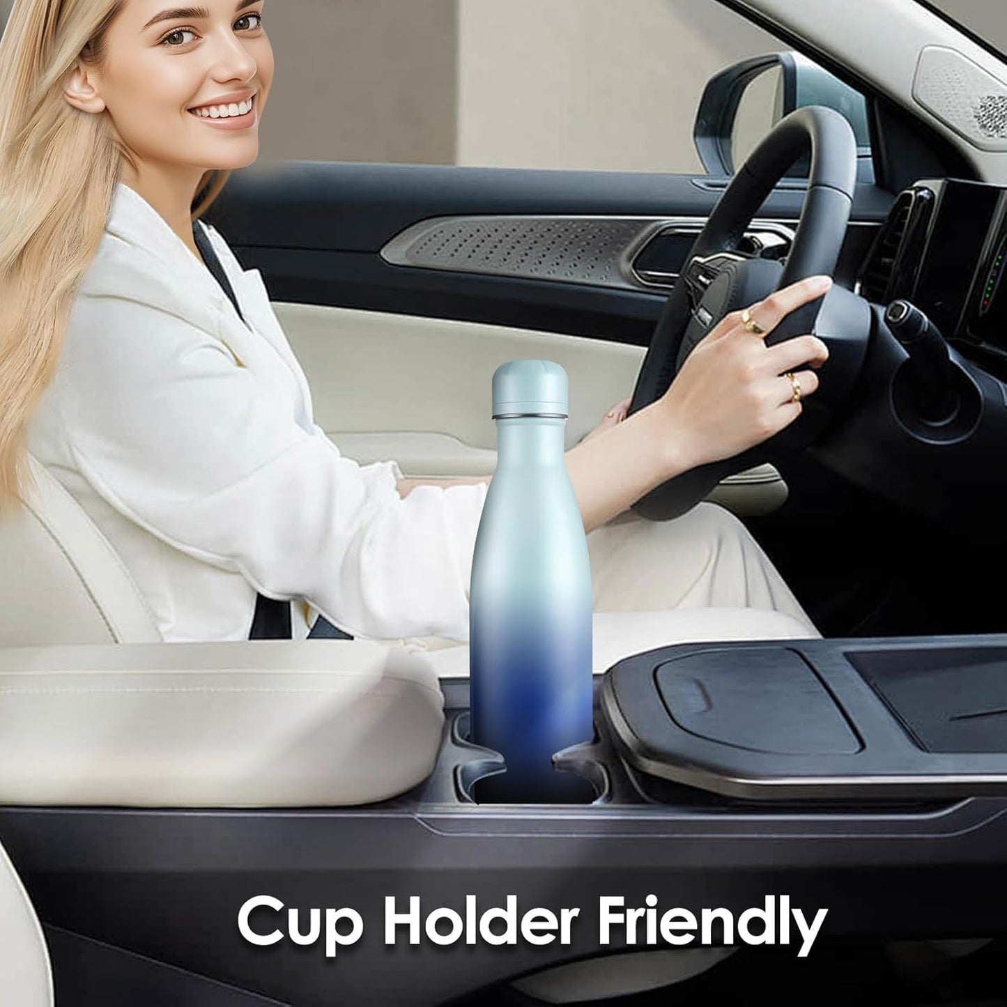 17oz Cola-Bottle Shaped Stainless Steel Leak-proof Water Bottle,Double Wall Vacuum Insulated Metal,Travel Mug For Sports Indoors & Outdoors,BPA-Free Kids Flasks,Green Blue(8 Pack)