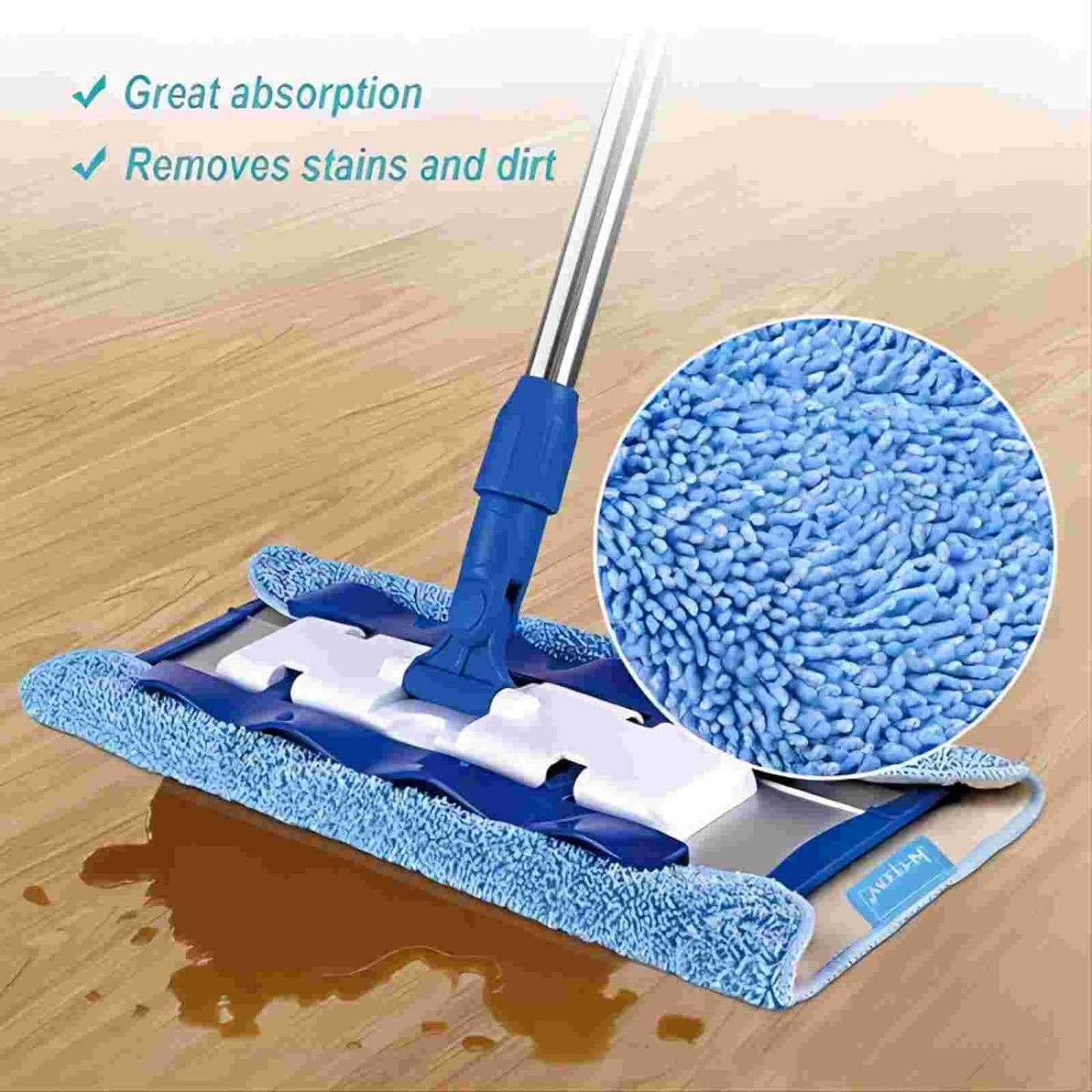 KEEPOW Microfiber Mop Cloth Refills Compatible with MR.SIGA Professional Microfiber Mop, Double Side use, Wet & Dry Mopping, Pack of 8