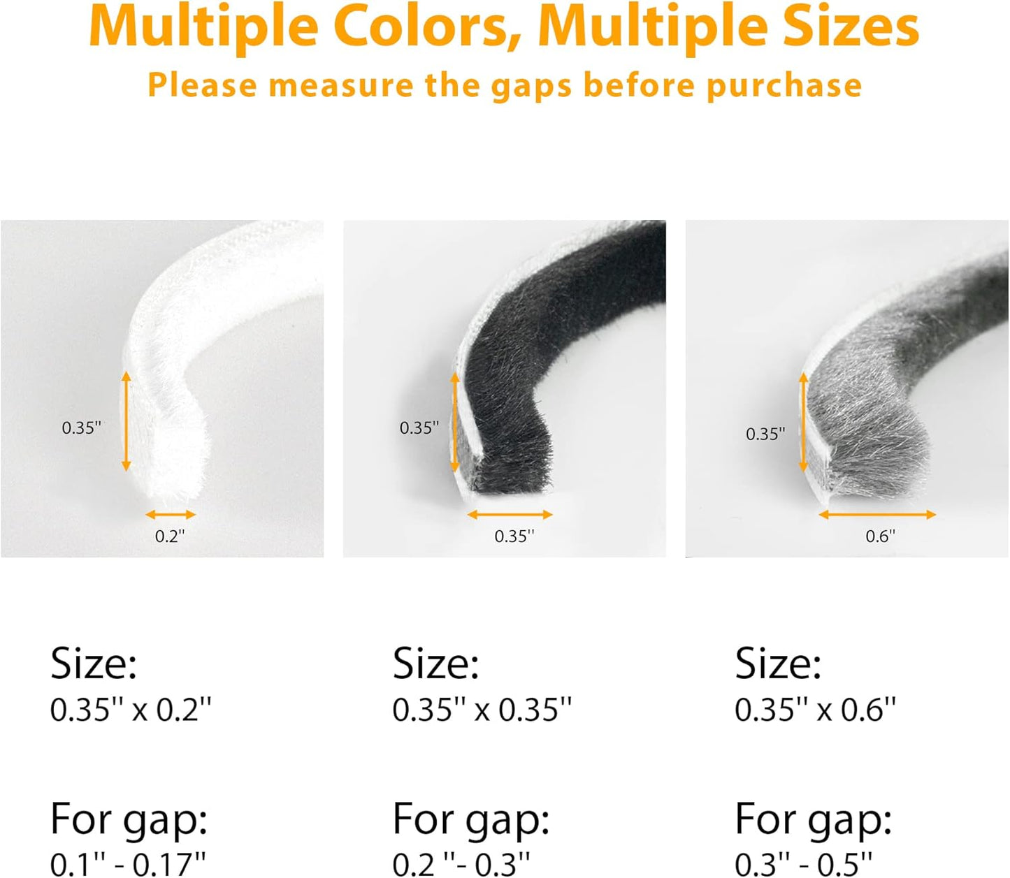 69FT Brush Weather Stripping, Neat Pile Self Adhesive Seal Strip for Windows and Door, Weatherstrip for Soundproofing, Windproof, Dustproof, Stronger Stickiness, 0.35'' Wide x 0.2'' Thick, Grey