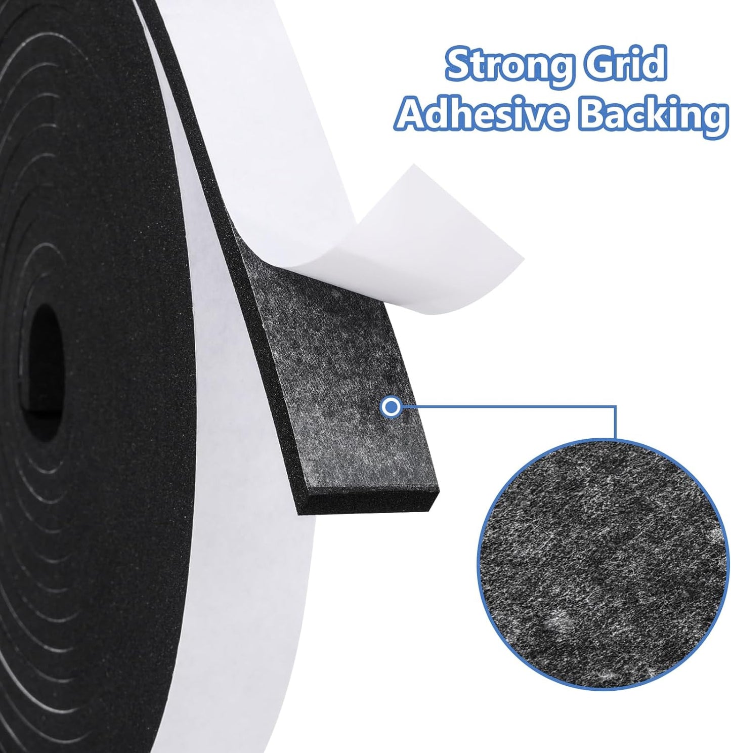 Weather Stripping Door Seal Strip- 2 Inch X 1/4 Inch X 16Feet, Strong Adhesive, Lightproof, Soundproof, Weatherproof Foam Tape Insulation for Sliding Door, Front Door Frame, Windows- Black