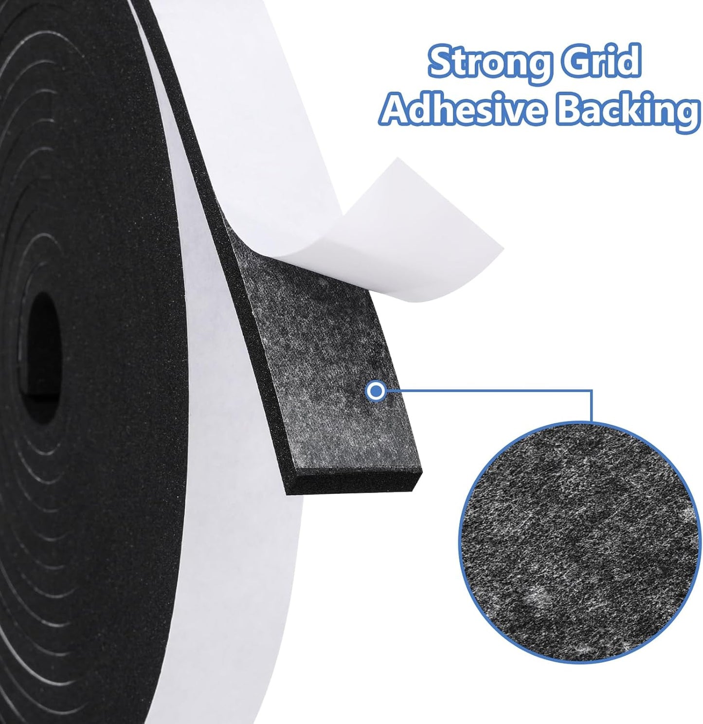 Weather Stripping Door Seal Strip- 2 Inch X 1/2 Inch X 10Feet, Strong Adhesive, Lightproof, Soundproof, Weatherproof Foam Tape Insulation for Sliding Door, Front Door Frame, Windows- Black