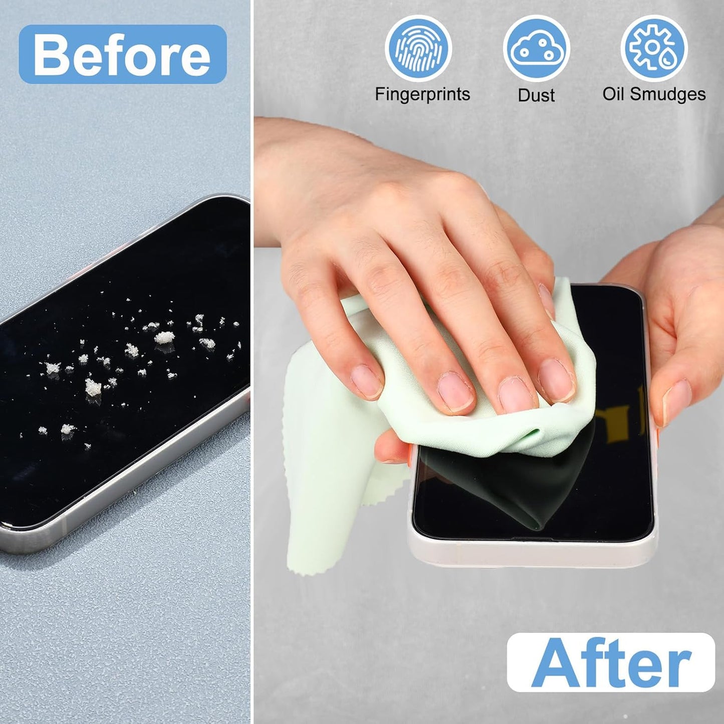 Frienda 12 Pack Large Microfiber Glass Cleaning Cloths 12 x 12 Inch Oversized Sunglasses Cleaning Cloths for Electronics Glasses Screens and Lenses (Green, Yellow, Blue, Light Gray)