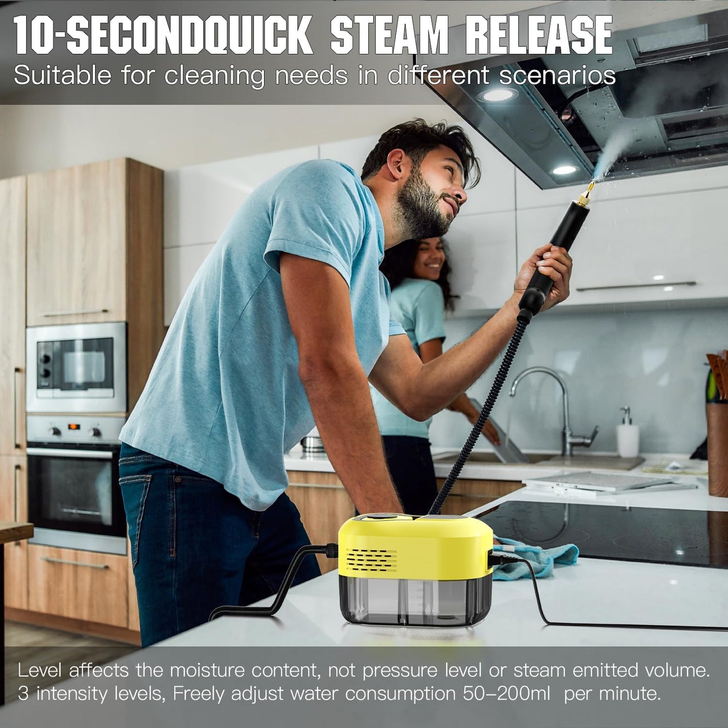 Steam Cleaner for Home＆Kitchen, 212°F High Temperature, 1200ML Tank, Portable Handheld Steam Cleaner for Car Carpet Detailing Window Floor Couch Grease Tile, Pressurized Steamer for Cleaning