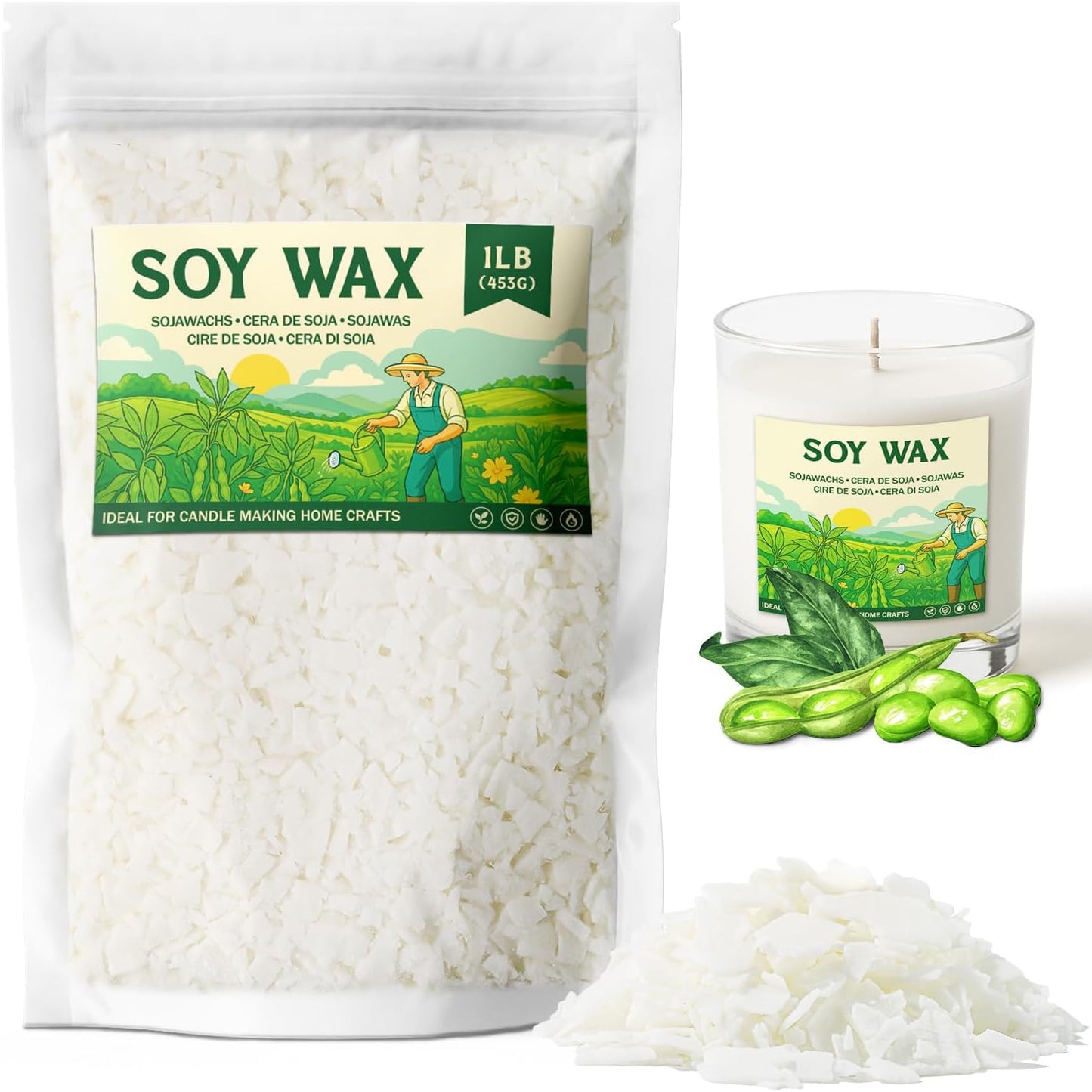 NORVENCE Soy Wax for Candle Making, Natural Soy Wax Flakes 1lb, Premium Candle Wax for DIY Candle Crafting