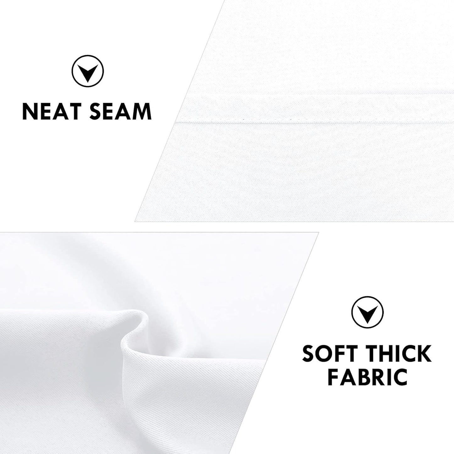 DWCN White Curtains for Living Room Thermal Insulated, 50% Light Blocking Curtains for Bedroom, Dining Room Window, W 42x L 36 Inch, Set of 2 Rod Pocket Curtain Panels