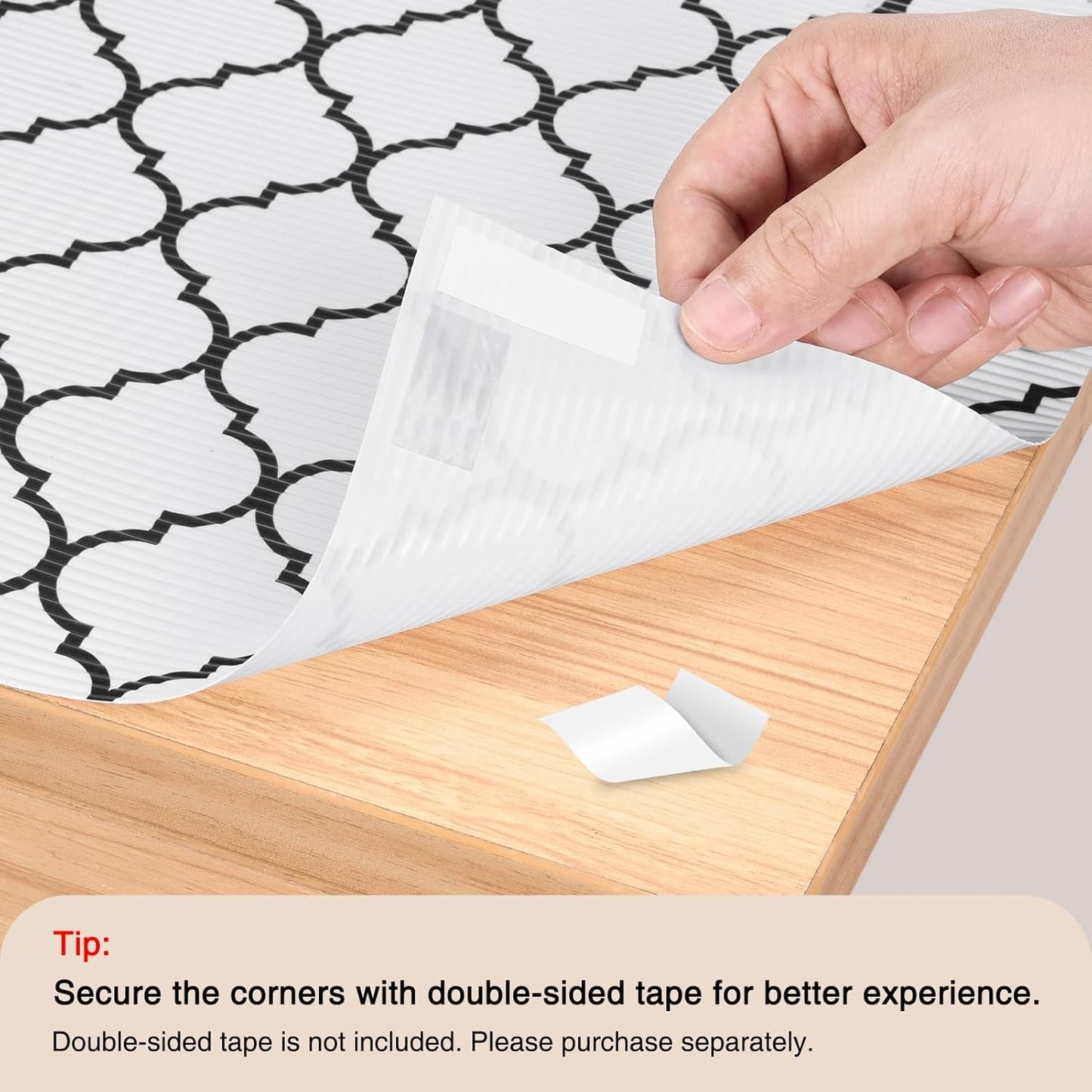 Glotoch 17.5"X 96" Shelf Liners for Kitchen Cabinets-Non Adhesive Cabinet Liners for Shelves, Waterproof Drawer Liner for Kitchen Fridge/Wire Shelf/Bathroom, Pantry, Durable, Non Slip, White And Balck