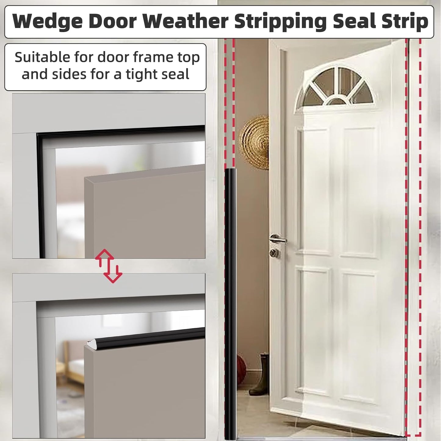 9.8 Ft Weather Stripping Seal Strip for Doors/Windows,Soundproofing Window Insulation Draft Stopper for Winter, Selfadhesive Foam Weather Strip for Door Frame,Door Gap Filler Noise Blocker(Black)