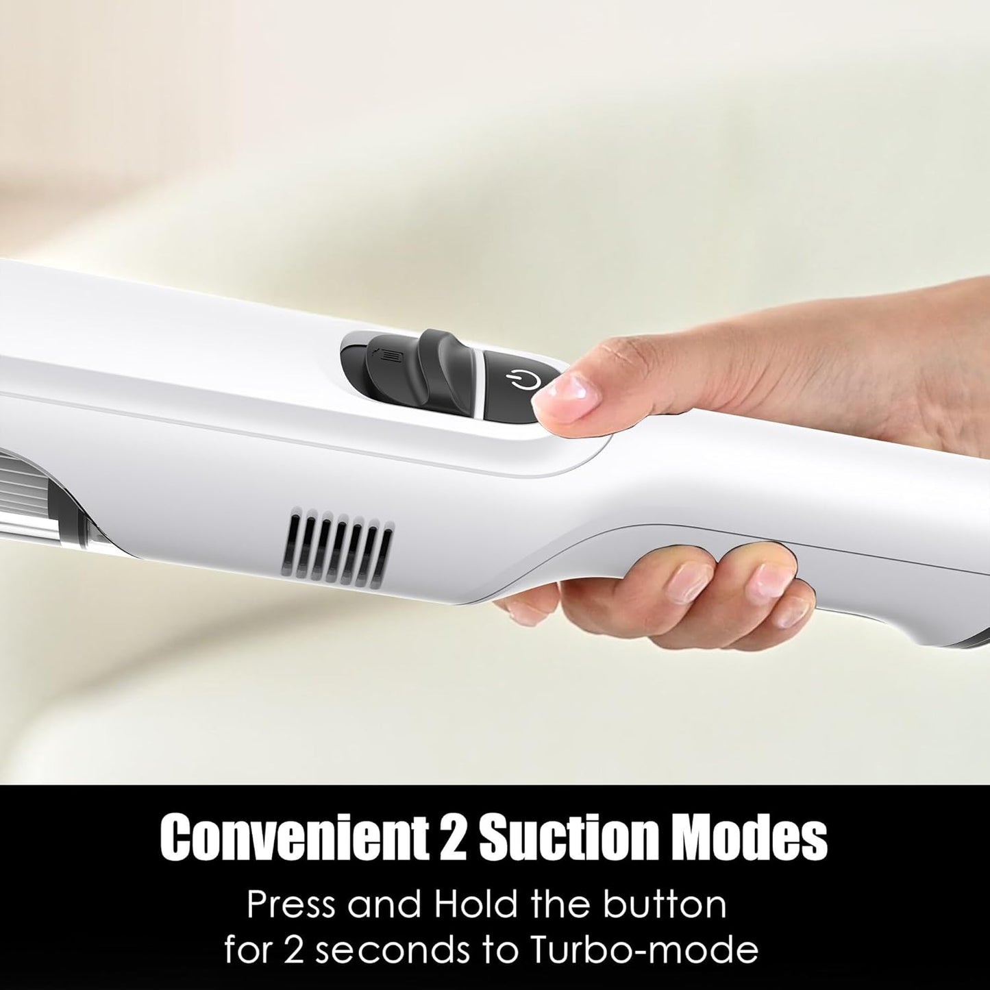 Handheld Vacuum Cordless, Lightweight 1.4lb with Powerful Suction, Charging Dock, Single Touch Empty and Detachable Dust Cup (Creamy White)