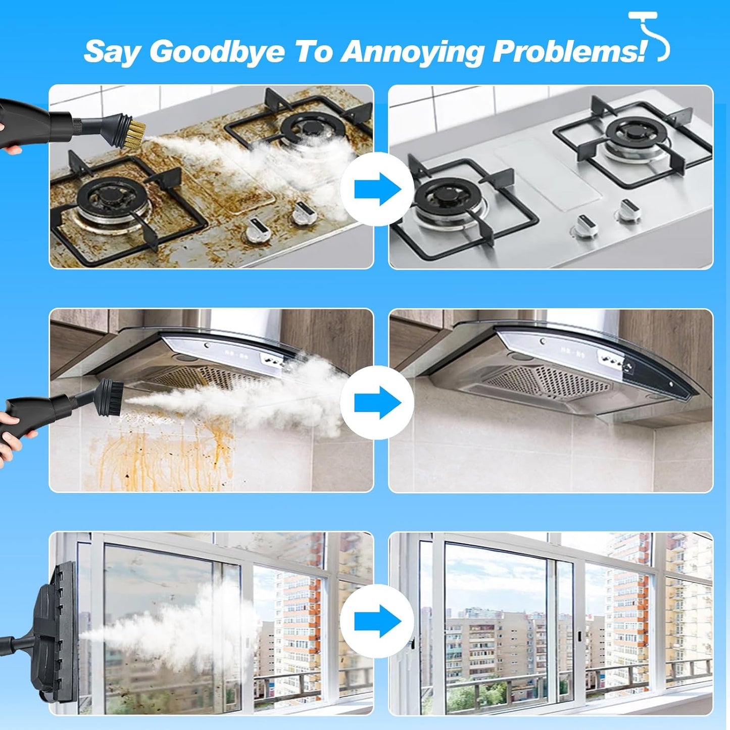 2500W Handheld Steam Cleaner,Portable Car Steamer For Auto Detailing,High-Temperature and Pressure Steam Cleaner For Home, Steam Cleaning Machine for Furniture,Kitchen,Grout,Floor,Tile (Blue)