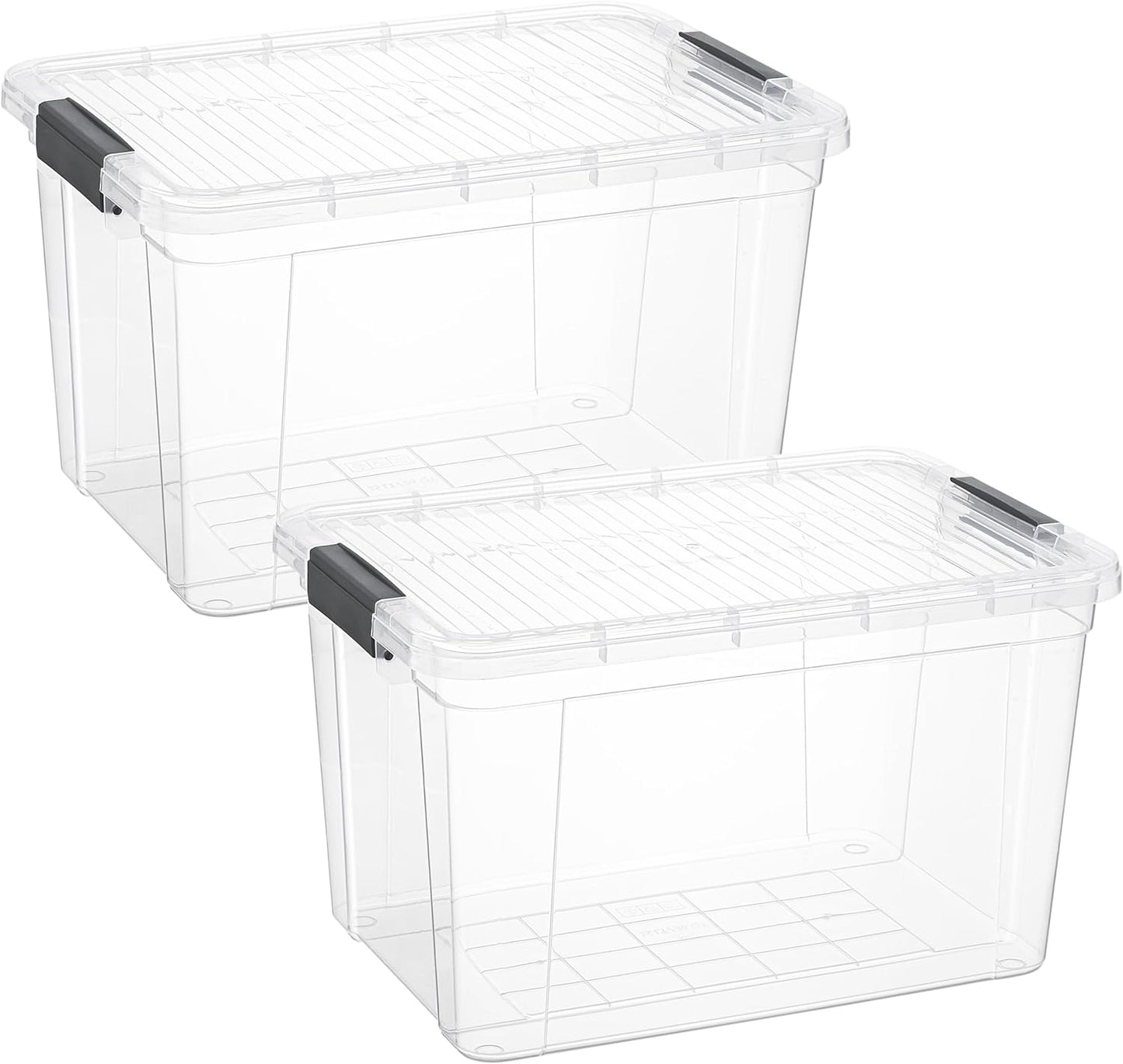Superio Clear Storage Boxes with Lids, 26.5 Quart Plastic Container Bins for Organizing, Stackable Crates, BPA Free, Non Toxic, Odor Free, Organizers for Home, Office, School, and Dorm