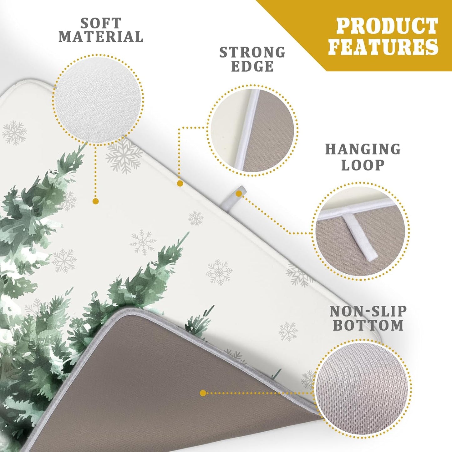 Christmas Dish Drying Mat 16x18 Inch Xmas Forest Tree Absorbent Dish Drainer Protector Pad Winter Holiday Microfiber Drying Mats Absorbent Reversible Dish Pad Kitchen Accessories for Countertop