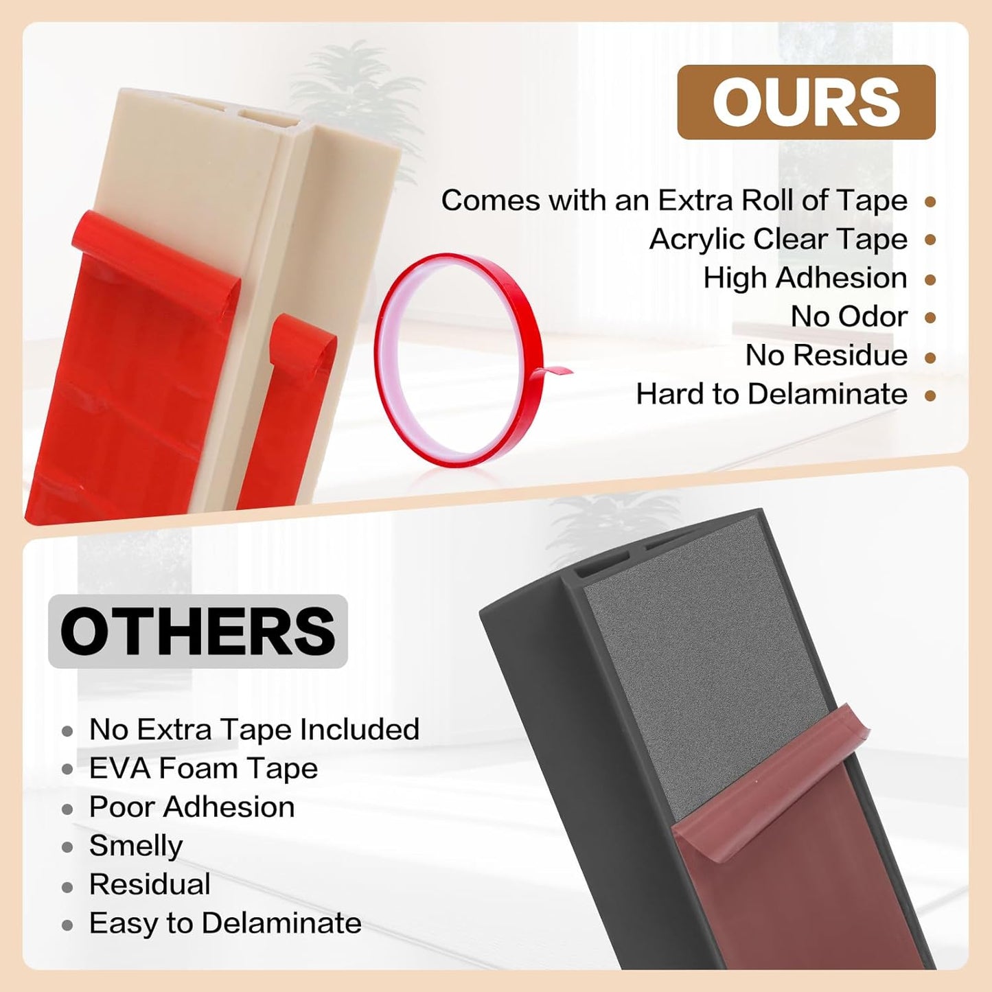 Floor Transition Strip Vinyl Door Threshold Ramp Self Adhesive Carpet Edging Strip Doorway Edge Trim, Overlap Edge Reducer for Laminate Carpet, Floor, Tile (Light Yellow Grain, 1/5" to 2/5", 3.3Ft)