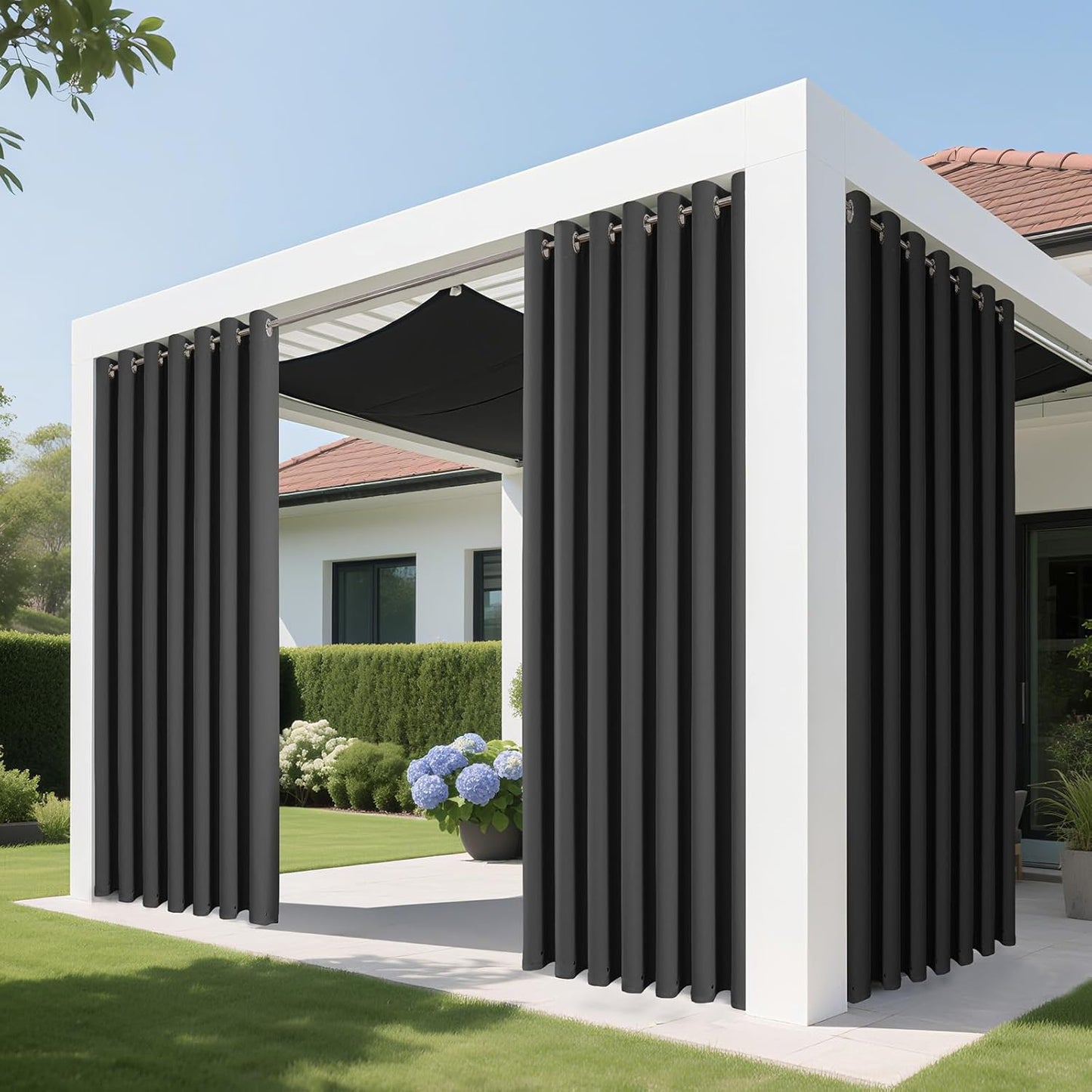 Joydeco Blackout Patio Sliding Door Curtains 84 Inches Long, Grommet Privacy Room Divider Curtains, Extra Wide Thermal Blackout Drapes for Bedroom Living Room (Grey, 100Wx84L, 1 Panel)