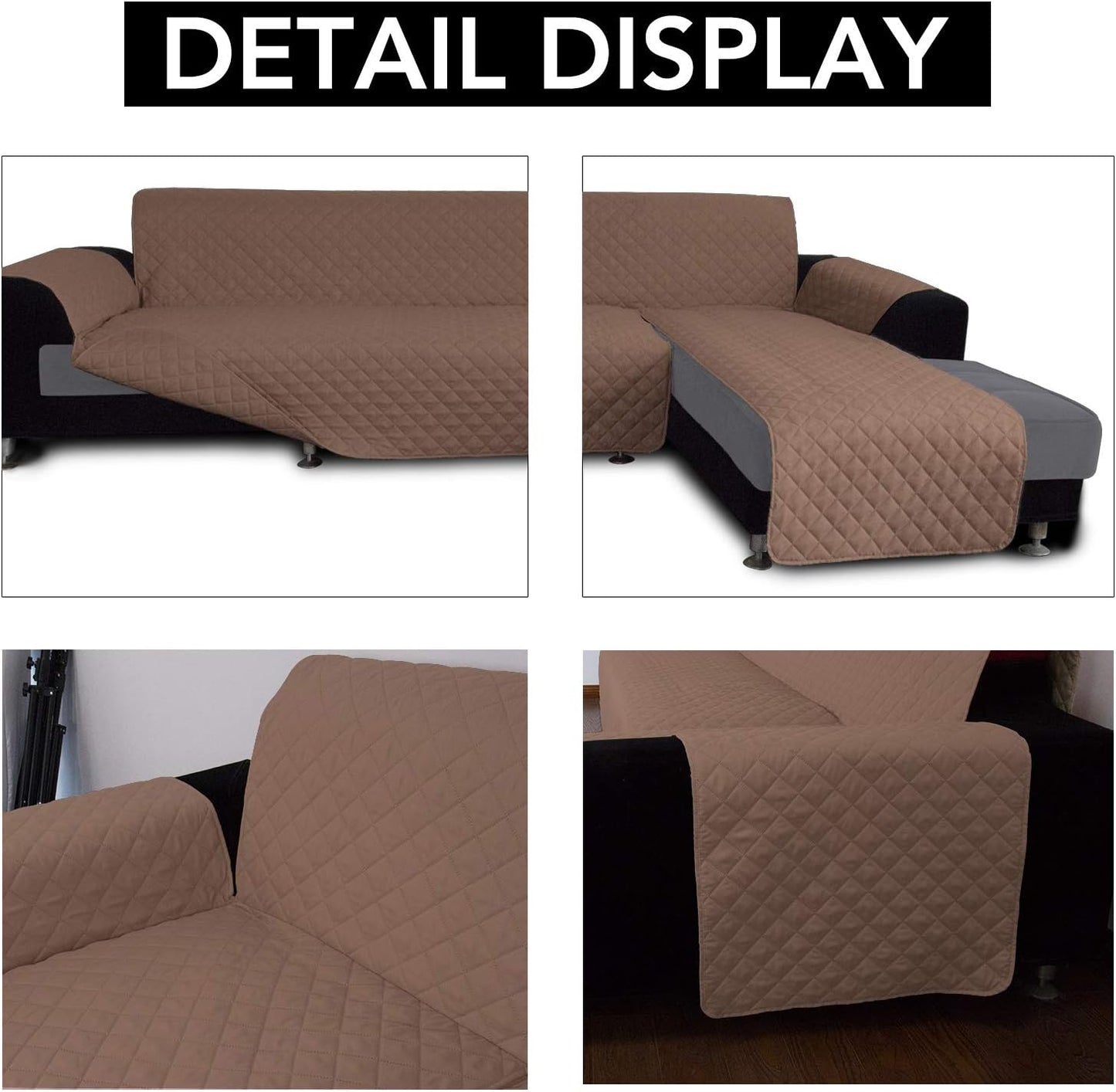 Easy-Going Sofa Slipcover L Shape Sofa Cover Sectional Couch Cover Chaise Slip Cover Furniture Protector Cover for Pets Kids Children Dog Cat (Large,Brown/Brown)