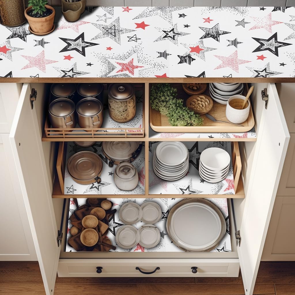 Non Adhesive Shelf Liner 12" W x 360" L Pantry Liner for Shelves Cupboard Liner Kitchen Cabinet Cover Easy to Trim