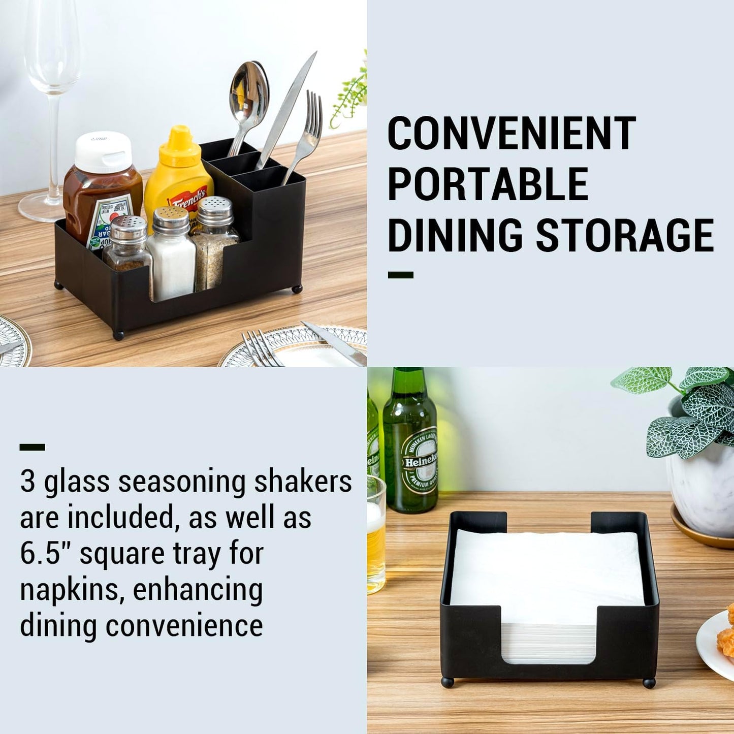 MyGift Modern Brass Tone Metal Tabletop Commercial Folded Paper Towel Holder Dispenser Tray (Matte black set)