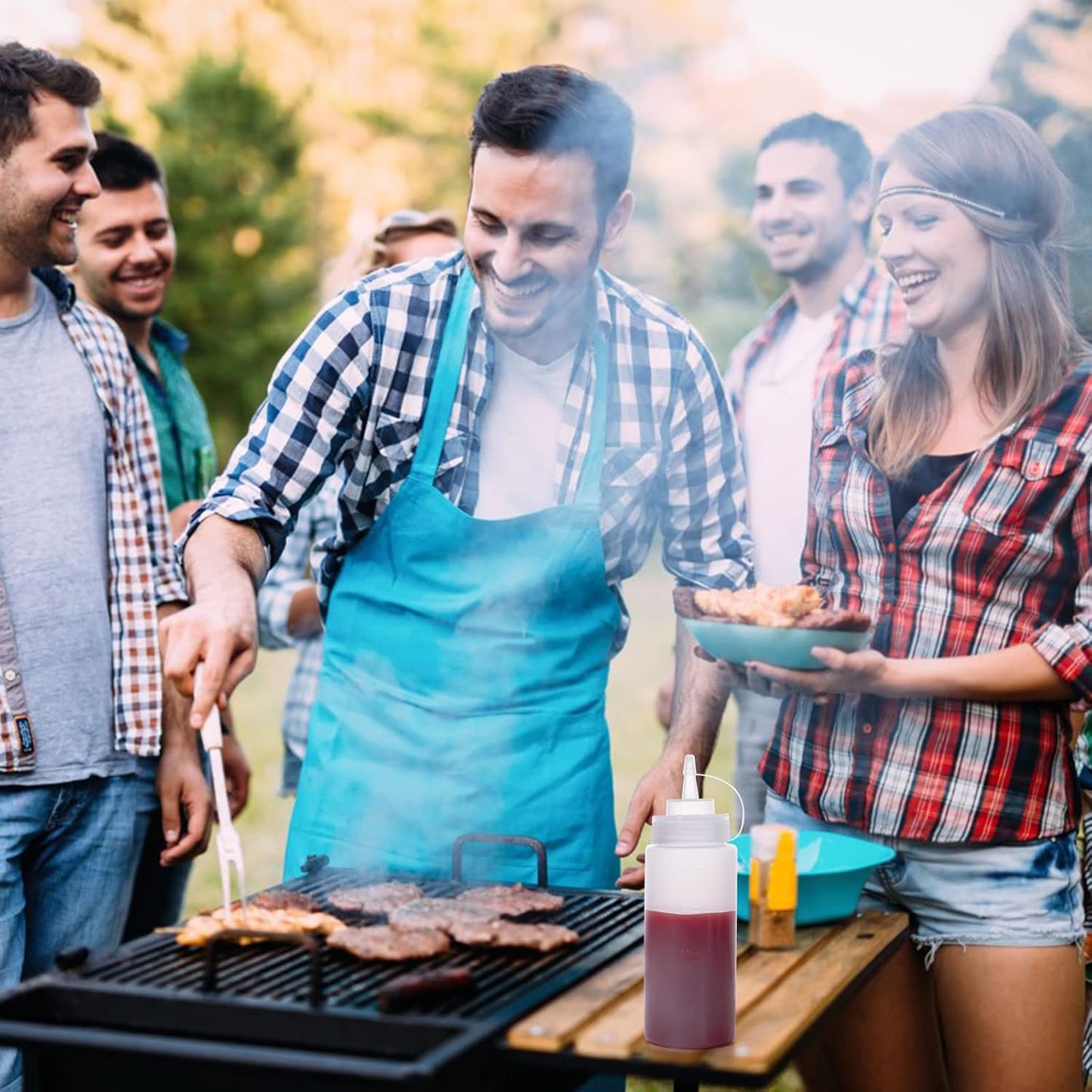 Squeeze Bottles for Sauces 2 Pack, 16 Ounce Plastic Dressing Squirt Bottles with Cap Lids, Condiment Bottle for Liquids BBQ Dressing Pancake Art Dispenser