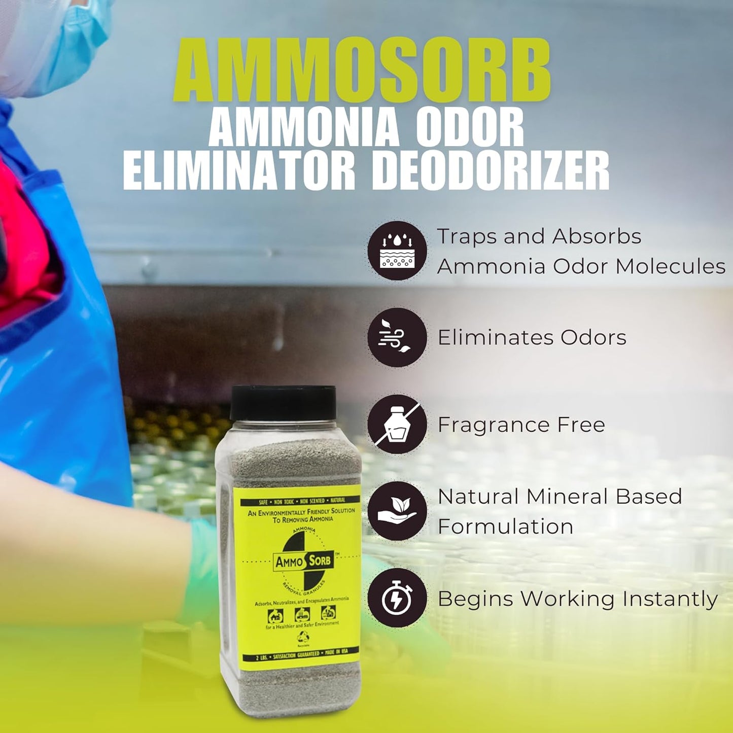 – Natural Ammonia Odor Elimination Deodorizer Granules: 2 lb. – Powerful Odor Eliminator for Strong Odor – Works as Cat Litter Deodorizer, Carpet Deodorizer, and Room Deodorizers for Home