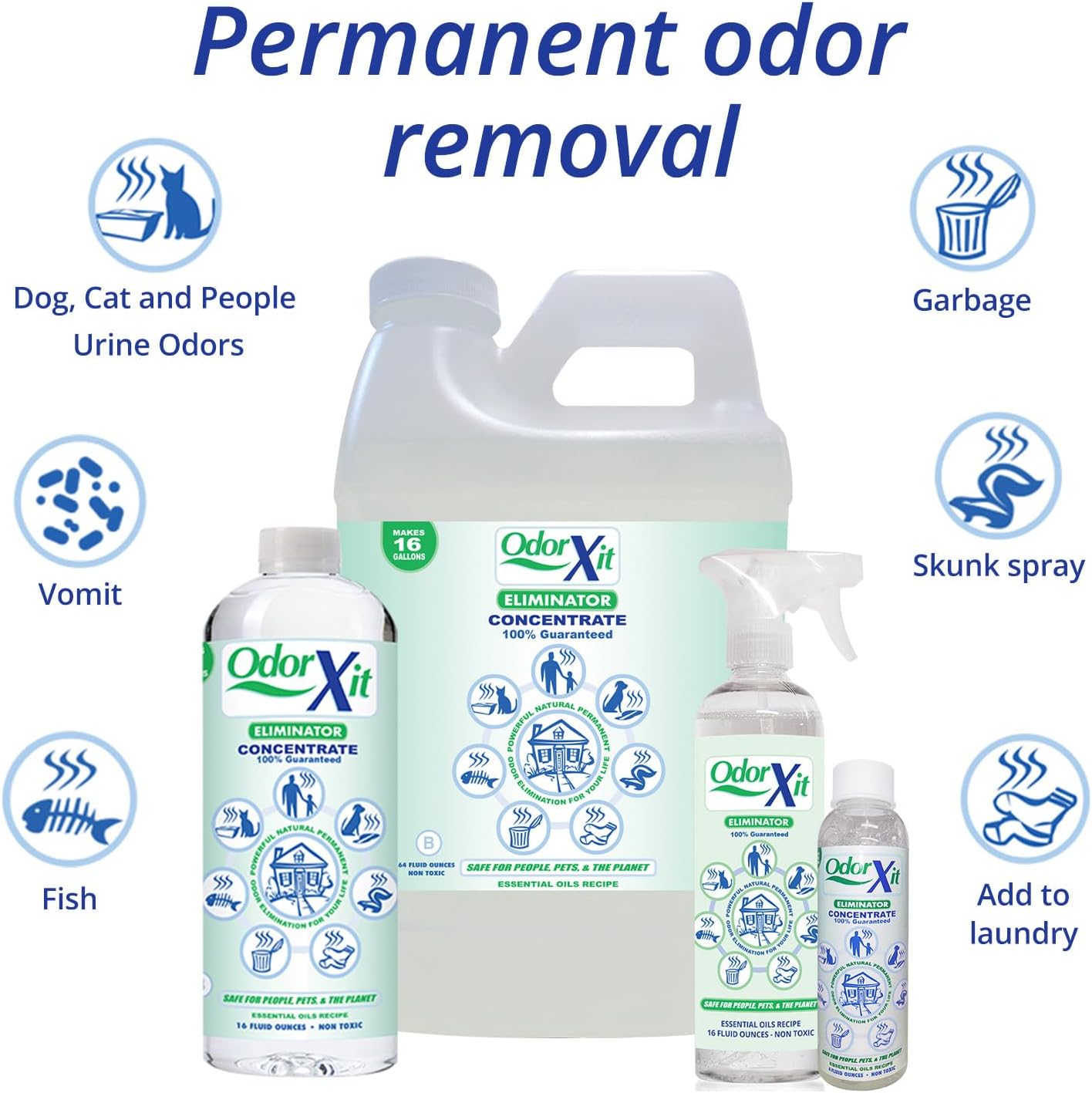 Concentrated Pet Urine Odor Eliminator, Ideal for Cat, Dog Poo and Urine Smell, Versatile & Natural Odor Neutralizer for Home and Outdoor Use, Deodorizer & Absorber, Concentrate, 64oz