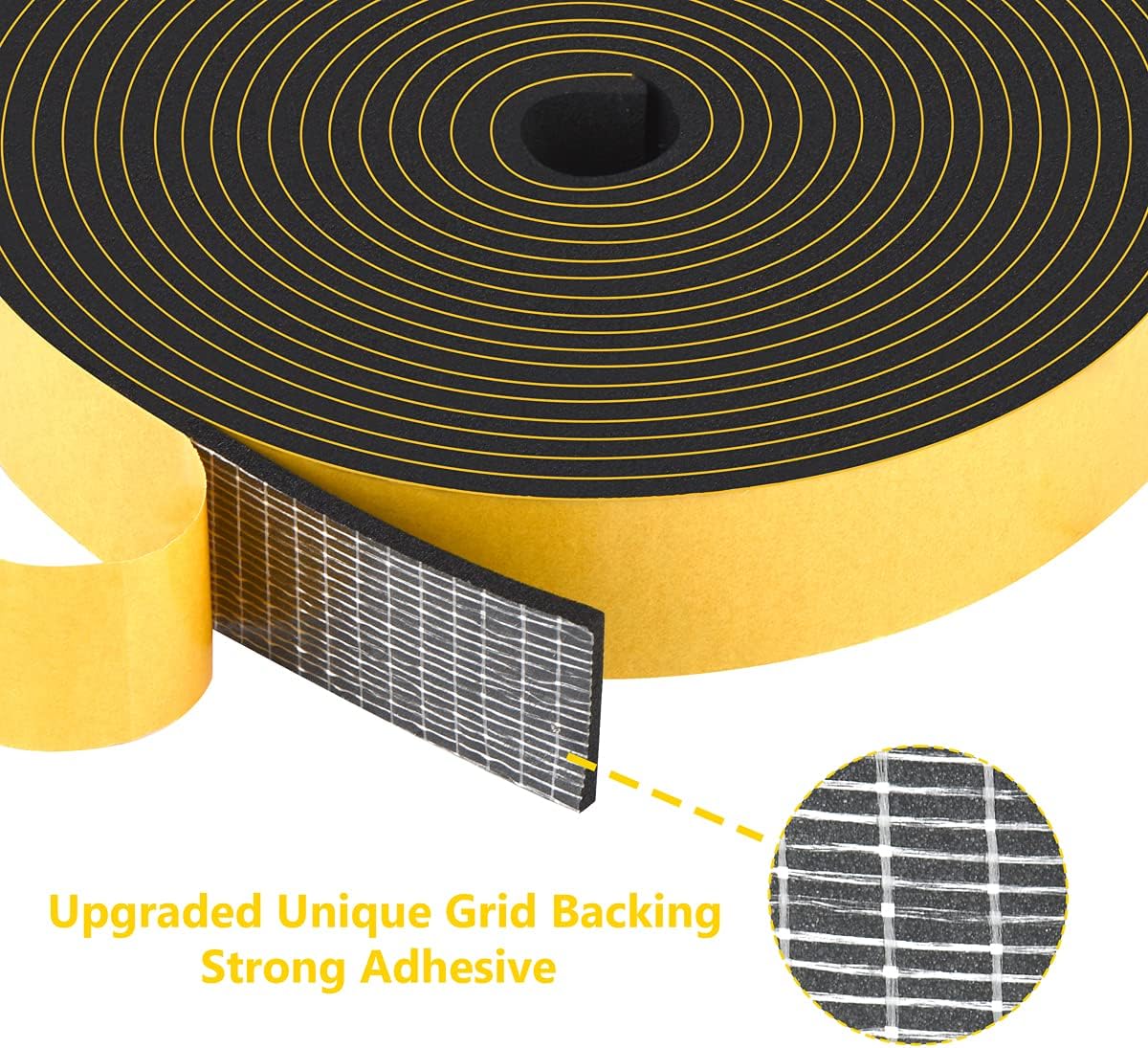 Weather Stripping Soundproof 1/2 in x 1/16 in, High Density Door Seal Strip, Weatherstrip Closed Cell Foam Insulation Tape for Window Storm Door, 1 Roll 33Ft