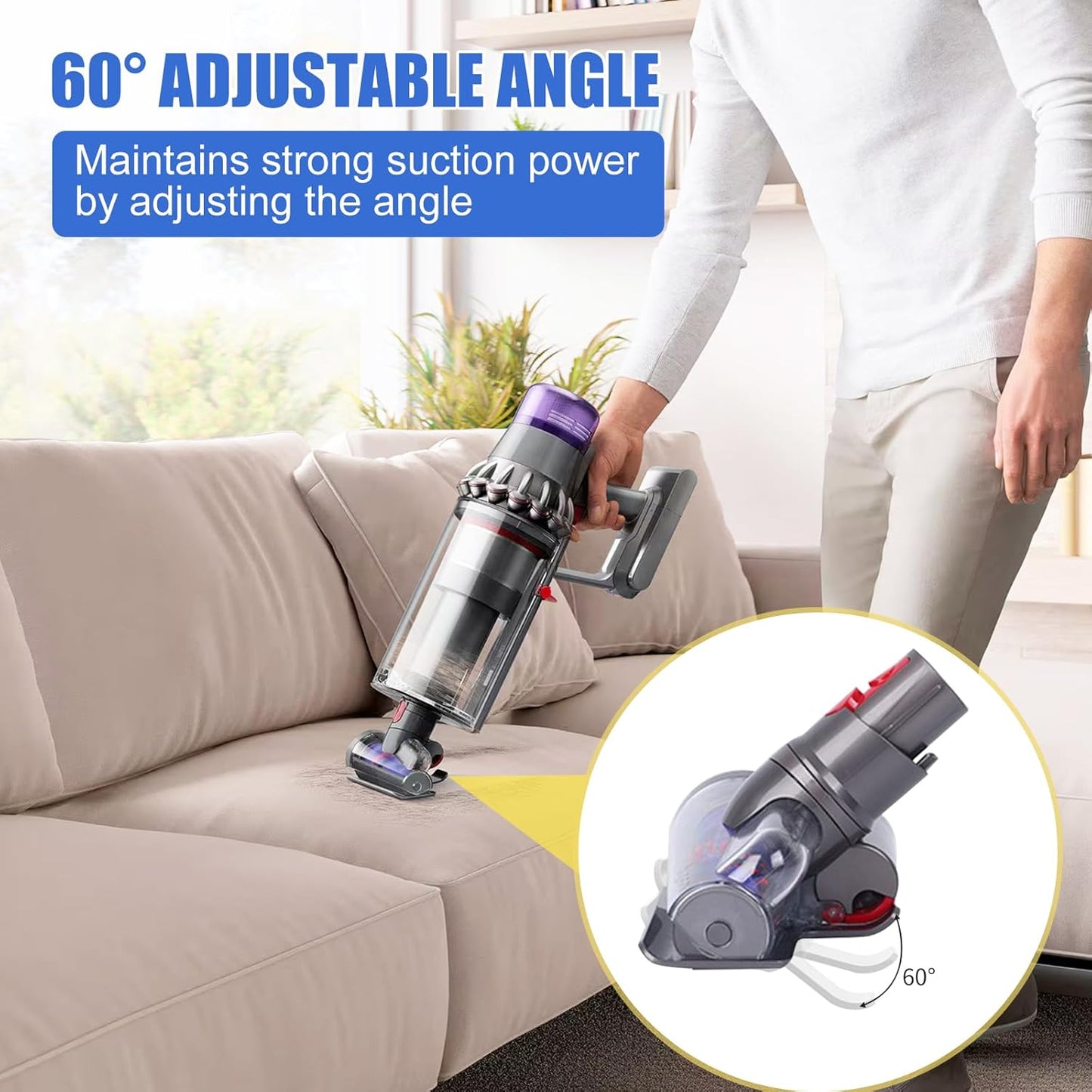 Mini Motorized Tool Brush Head Compatible with Dyson V7 V8 Cyclone V10 V11 V15 Anti-Tangle Pet Hair Attachment Replacement Parts Couth Mattress Upholstery Tool Head Suitable for Dog Hair and Pet Hair