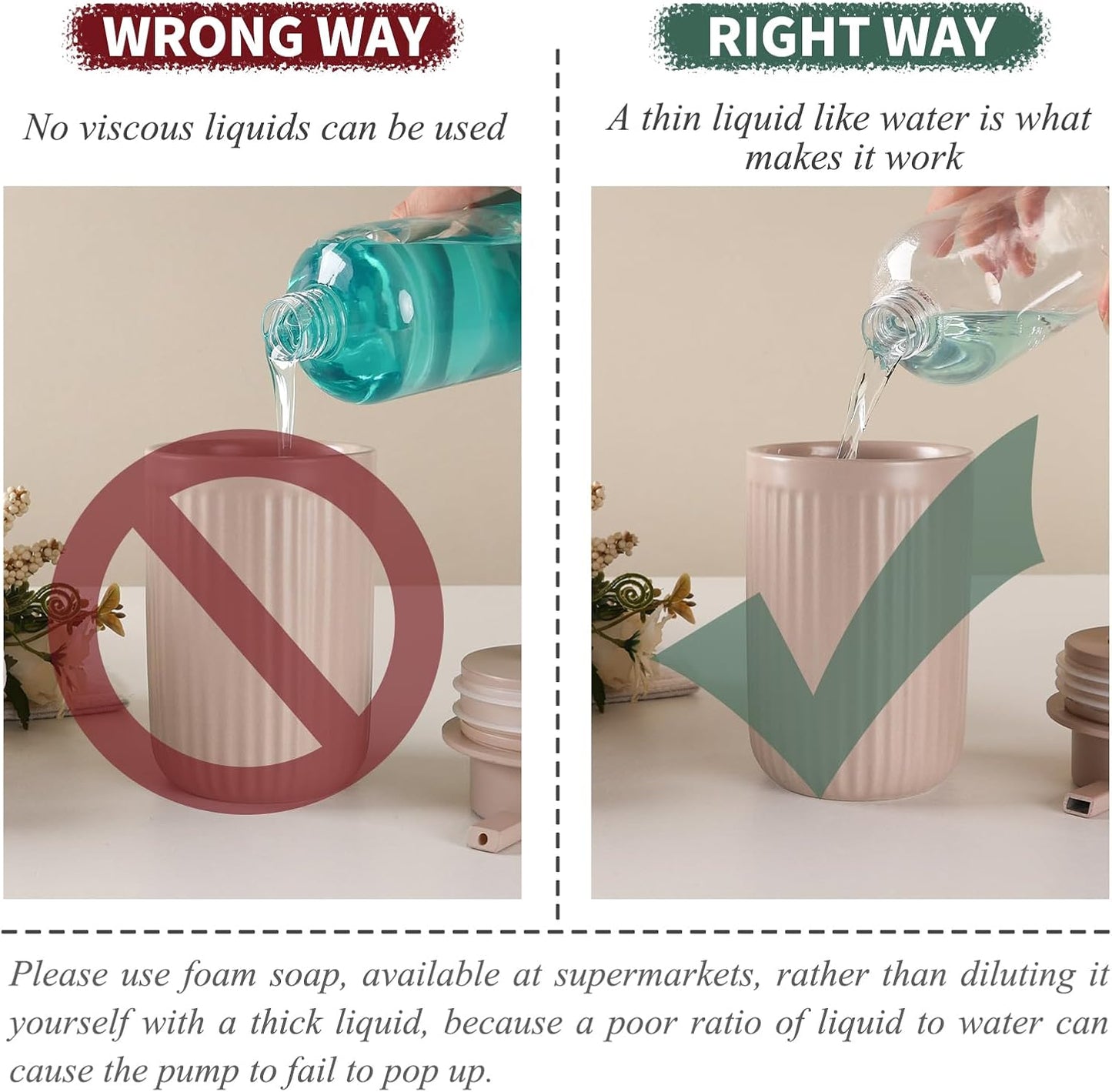 BosilunLife Foam Hand Soap Dispenser - Ceramic Foaming Soap Dispenser for Bathroom 12oz Refillable Liquid Lotion Soap Dispenser with Rust-Proof Foaming Pump for Countertop