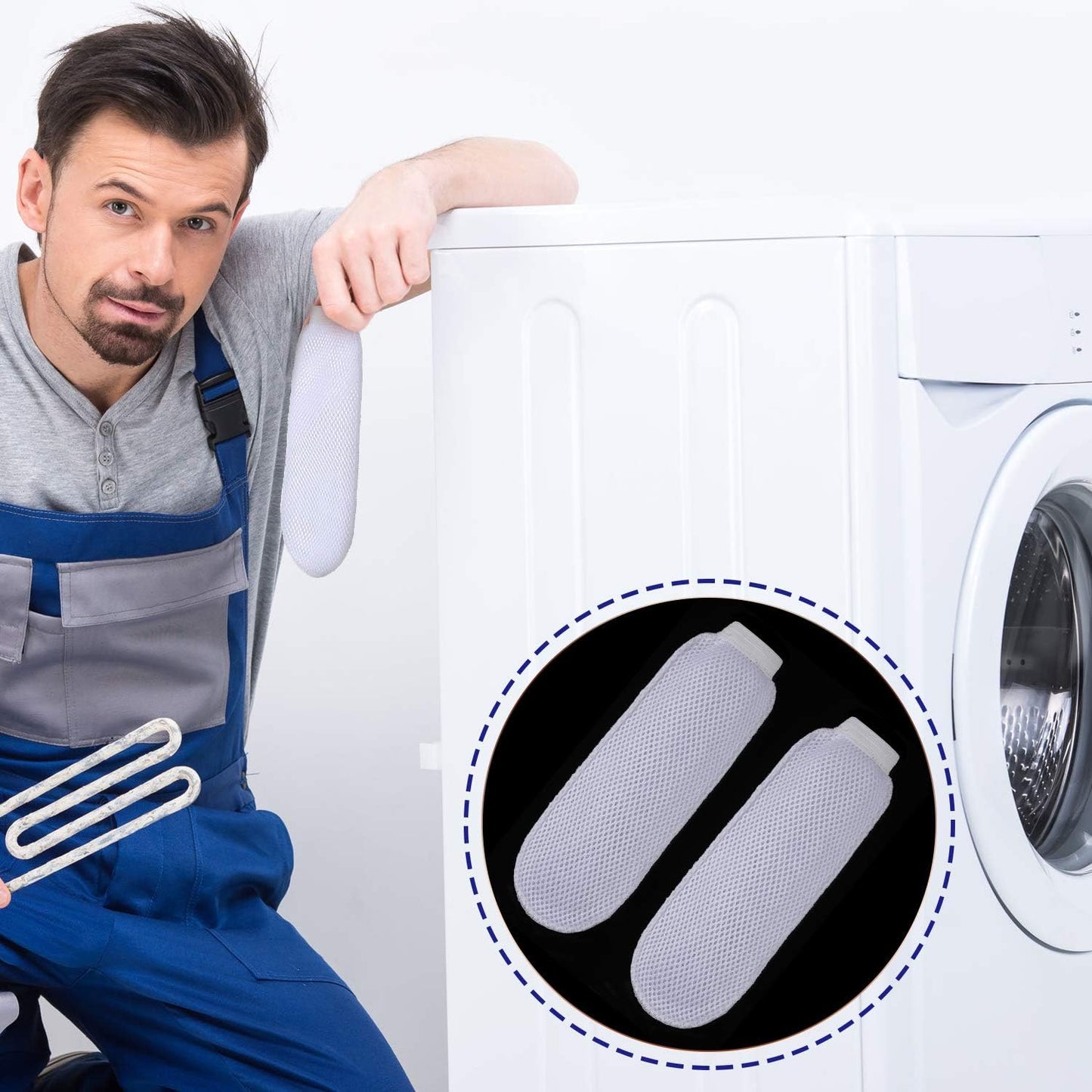 Boao 5 Pieces Nylon Lint Traps for Washing Machine Discharge Hose Lint Traps Nylon Mesh Catcher for Washing Machine Drain Systems Cleaning Tools