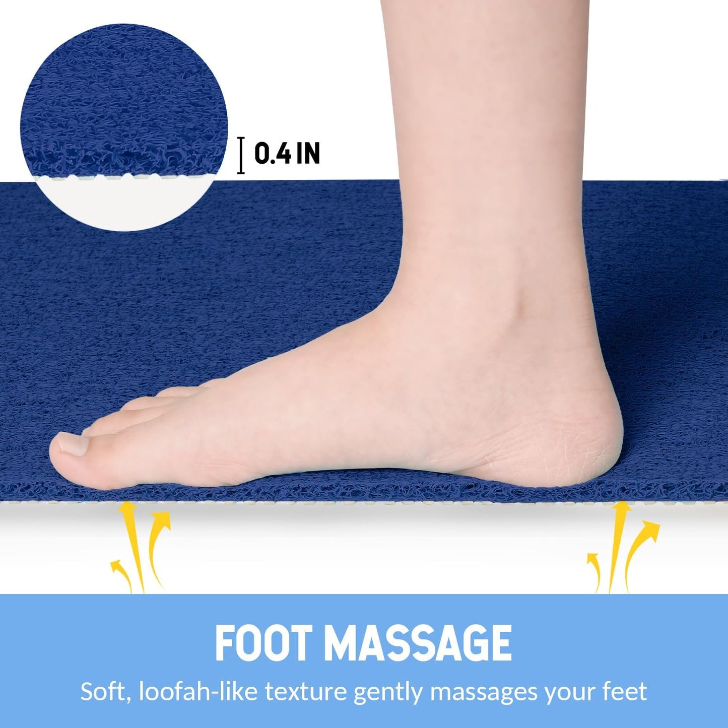 Non-Slip Bathtub Mat, Anti Slip Shower Mat, Fast Drying Bathtub Mats, Foot Scrubber Mat, Anti Slip Mat for Tub, Floor, Bathroom, Kitchen, Home, Hotel (Navy Blue 36"×24")