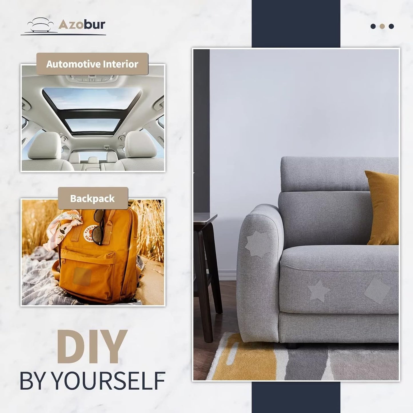 Azobur Velvet Repair Patch,Self-Adhesive Rectangular Flannel Fabric Patch,Multicolor Available Anti Scratch Velvet 8X11 Inch Peel and Stick for Sofas, Automotive Interior, Handbags,and Pillow (Gray)